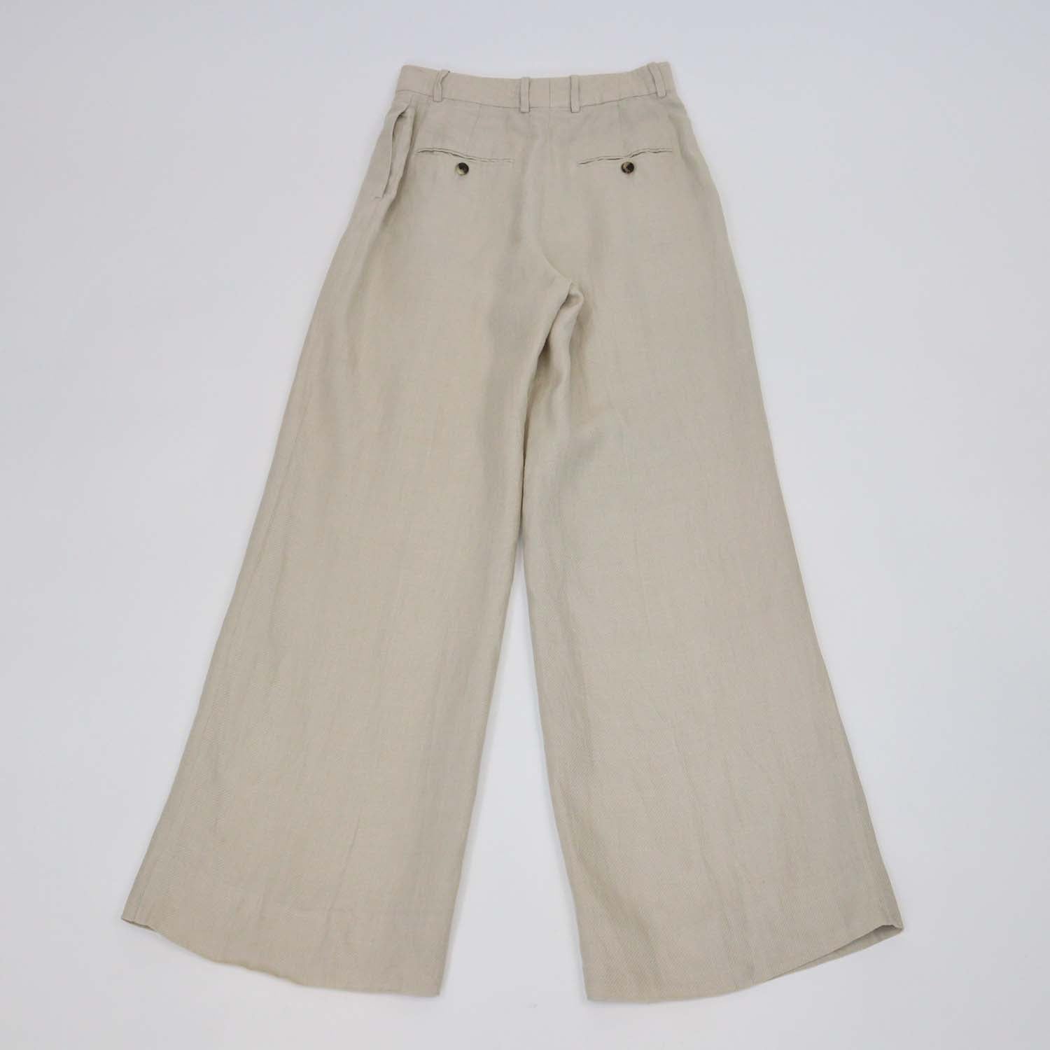 Loro Piana Beige Linen Wide Leg Trouser