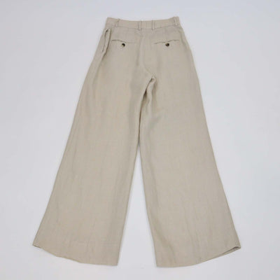 Loro Piana Beige Linen Wide Leg Trouser