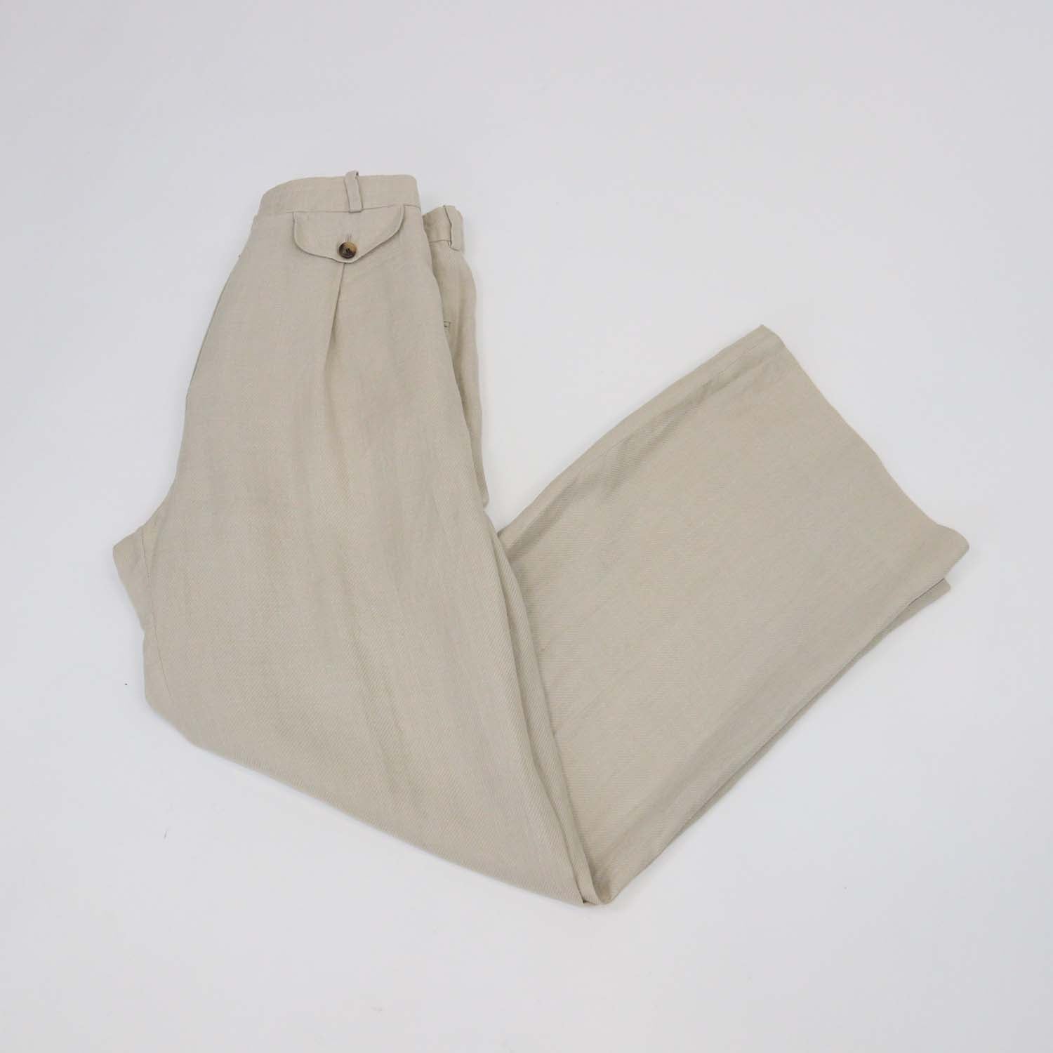 Loro Piana Beige Linen Wide Leg Trouser