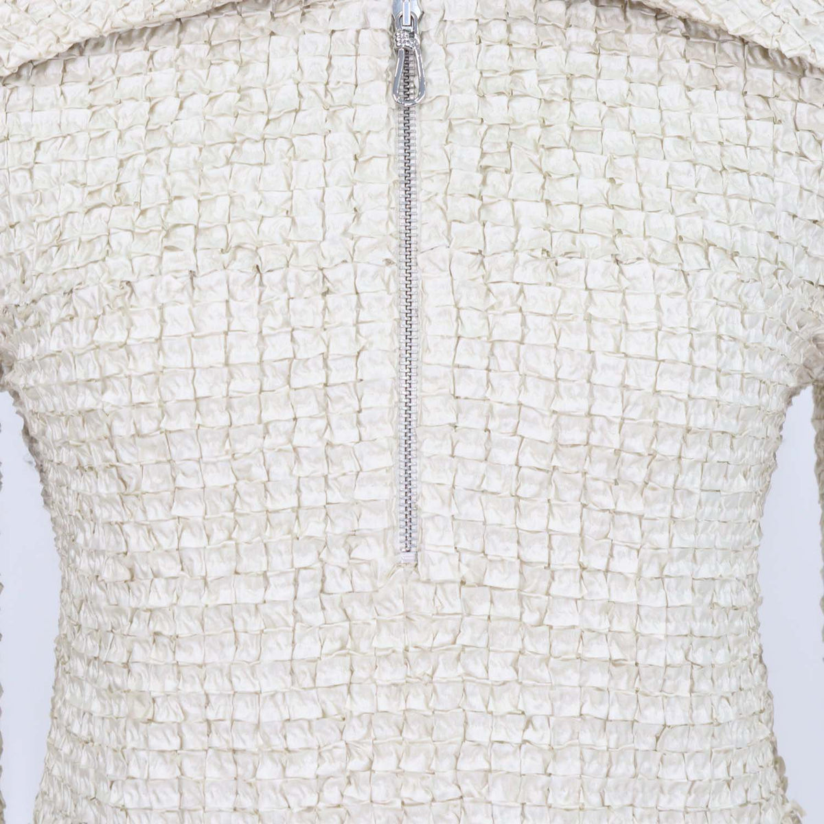 Nanushka Cream Leiko Dribbled Ribbon Turtle Neck Top