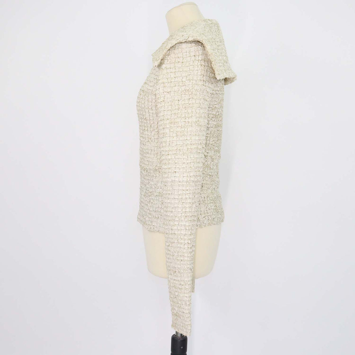 Nanushka Cream Leiko Dribbled Ribbon Turtle Neck Top