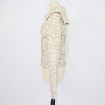 Nanushka Cream Leiko Dribbled Ribbon Turtle Neck Top