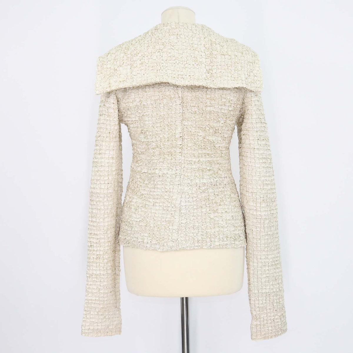 Nanushka Cream Leiko Dribbled Ribbon Turtle Neck Top