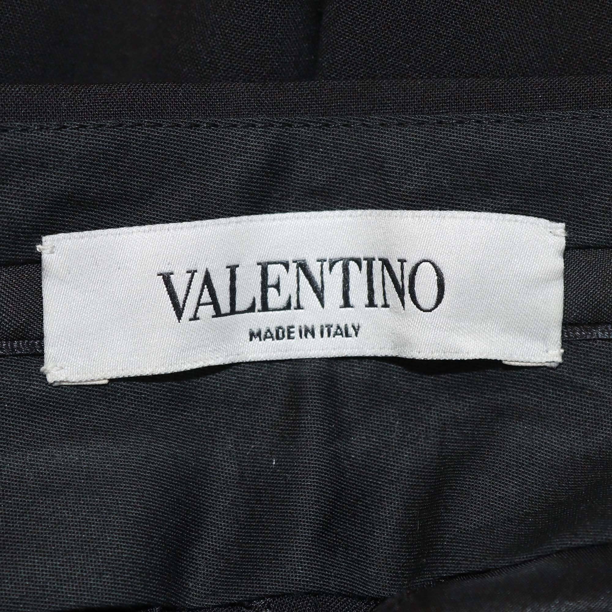 Valentino Black Wool Blended Straight Leg Trousers Womens Valentino 