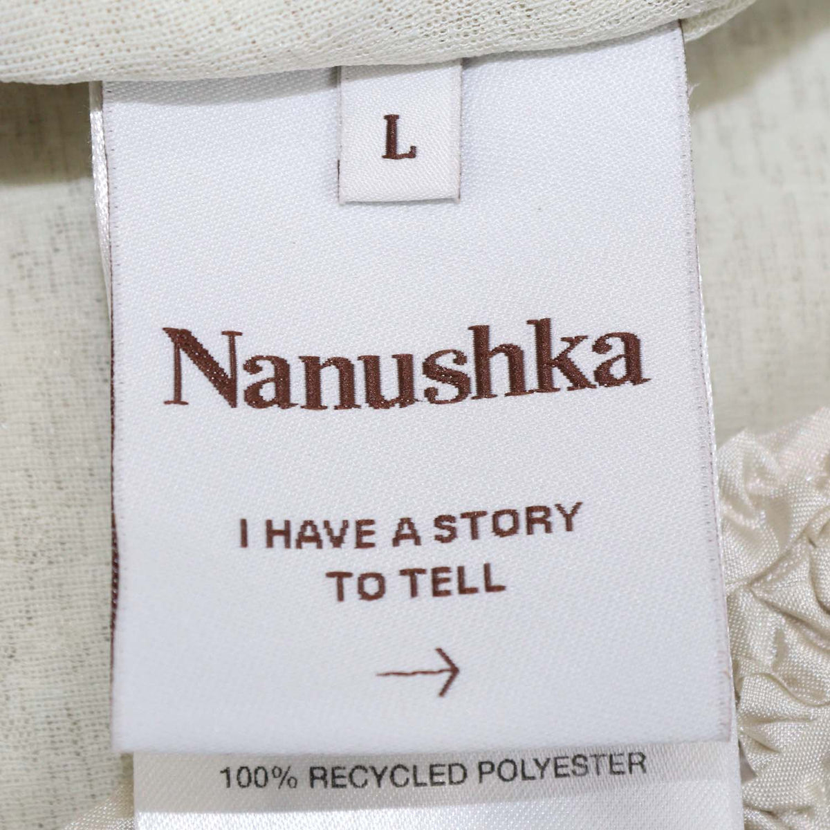 Nanushka Cream Leiko Dribbled Ribbon Turtle Neck Top
