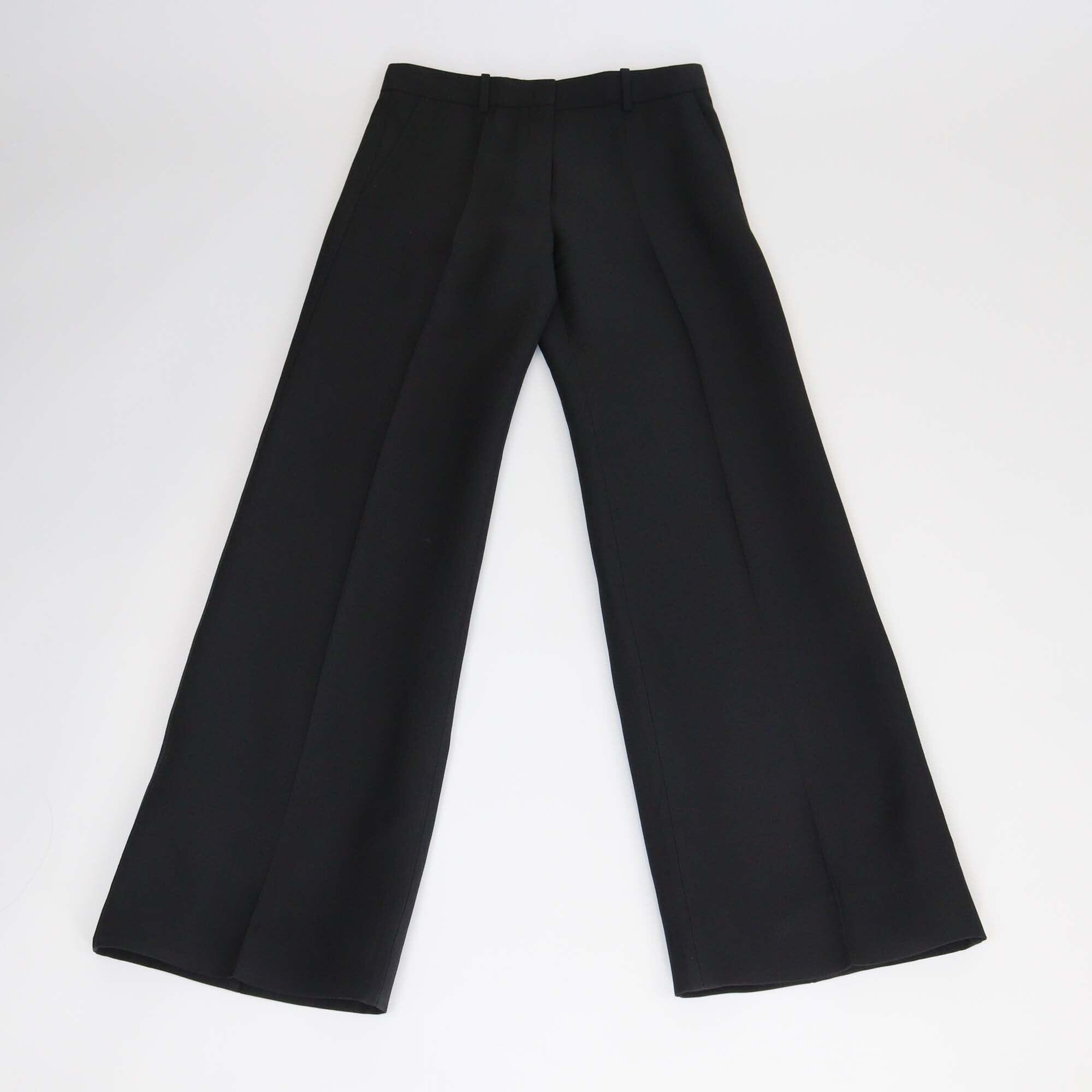 Valentino Black Wool & Silk Wide Leg Trouser Womens Valentino 