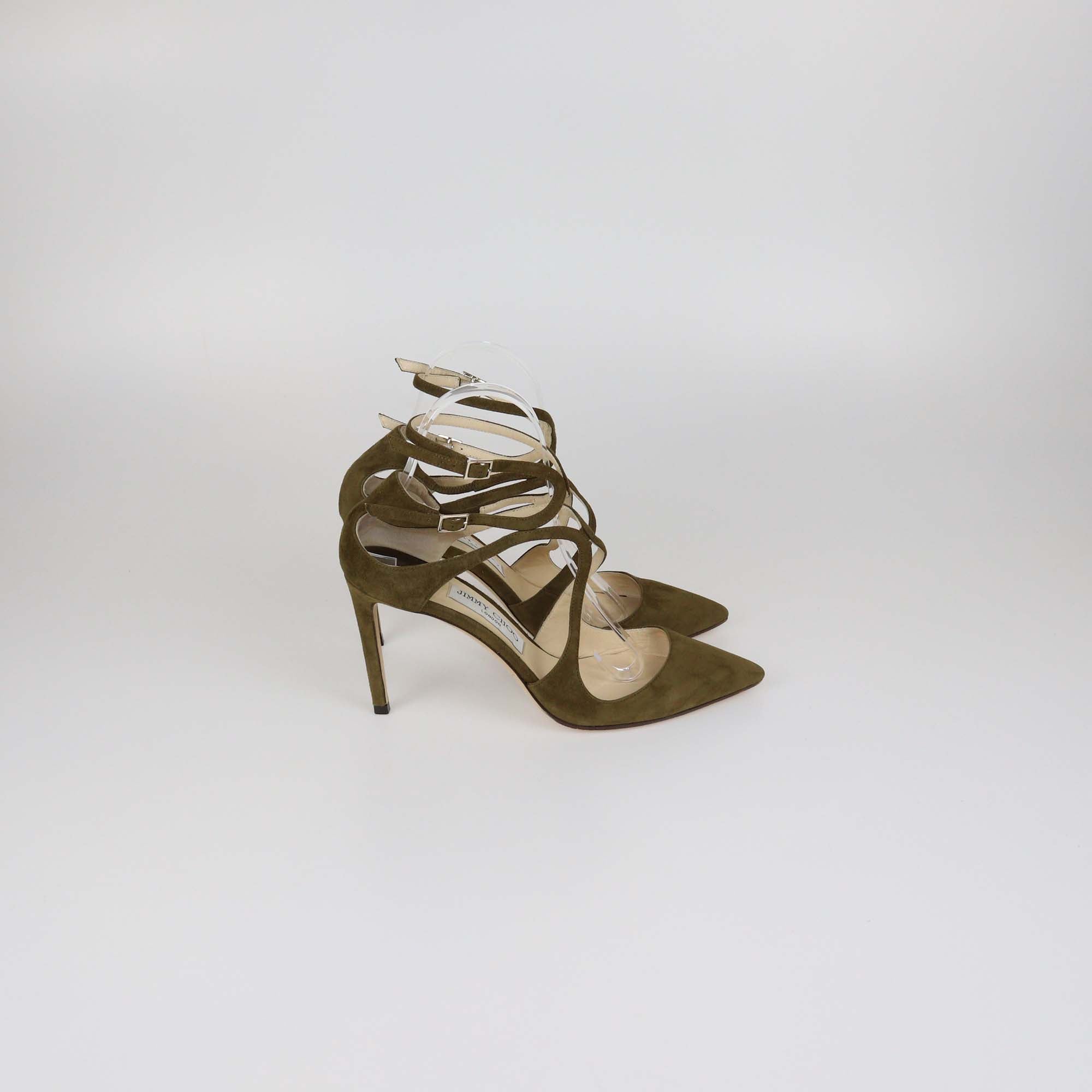 Jimmy Choo Olive Green Suede Lancer Pointed Toe Pumps