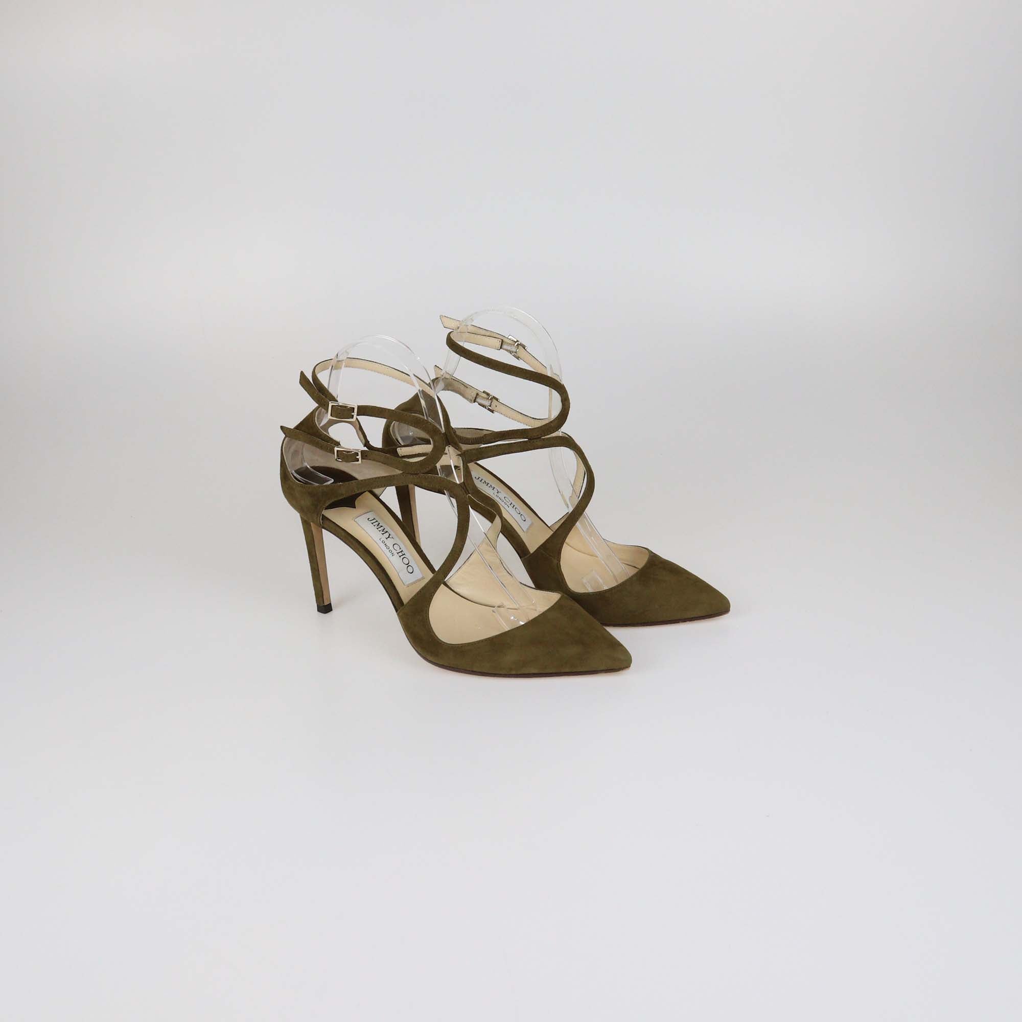 Jimmy Choo Olive Green Suede Lancer Pointed Toe Pumps