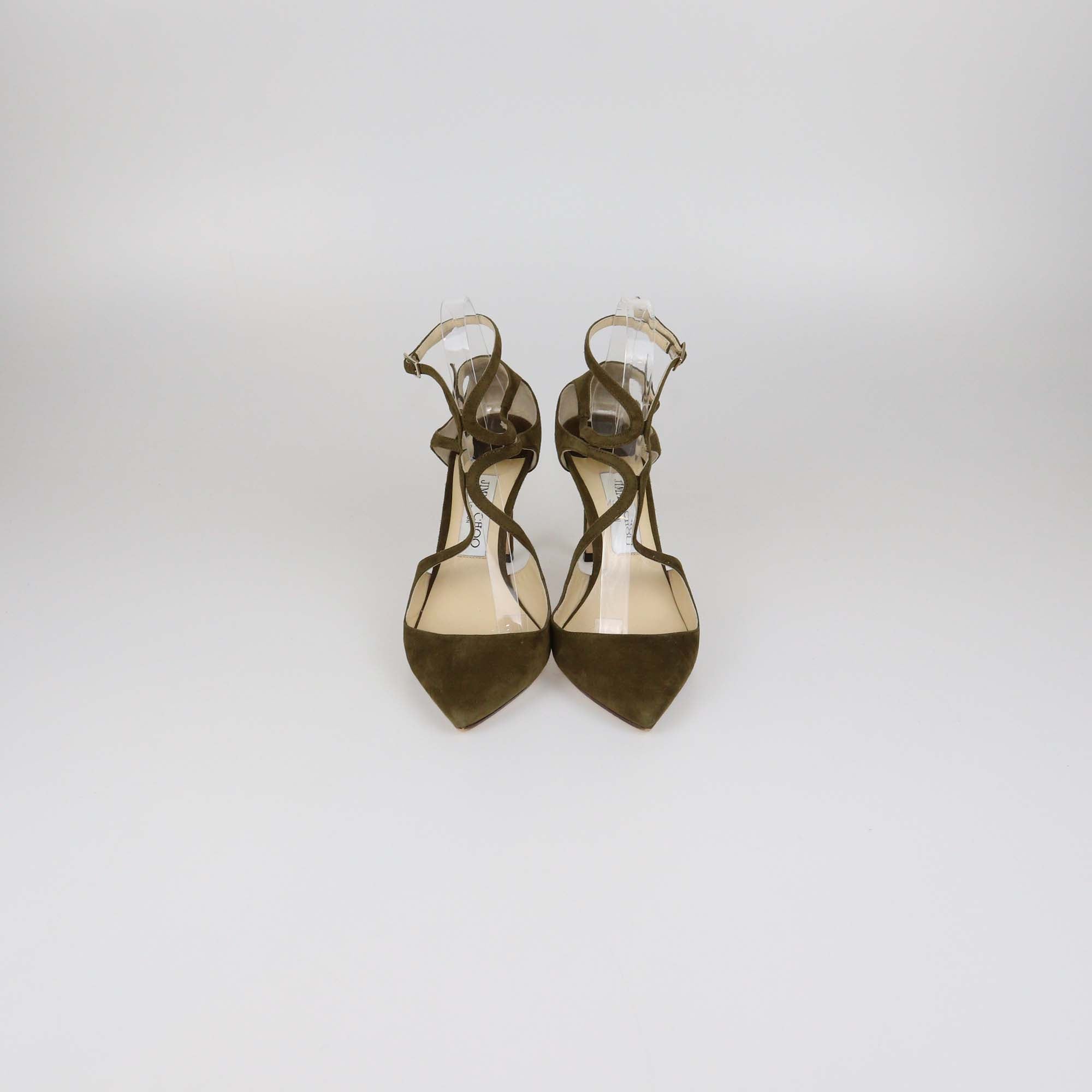 Jimmy Choo Olive Green Suede Lancer Pointed Toe Pumps