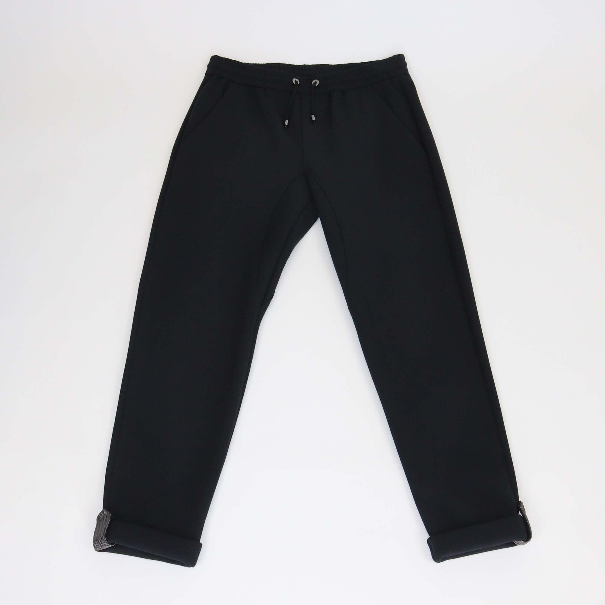Brunello Cucinelli Black Drawstring Cotton Blended Pants Womens Brunello Cucinelli 