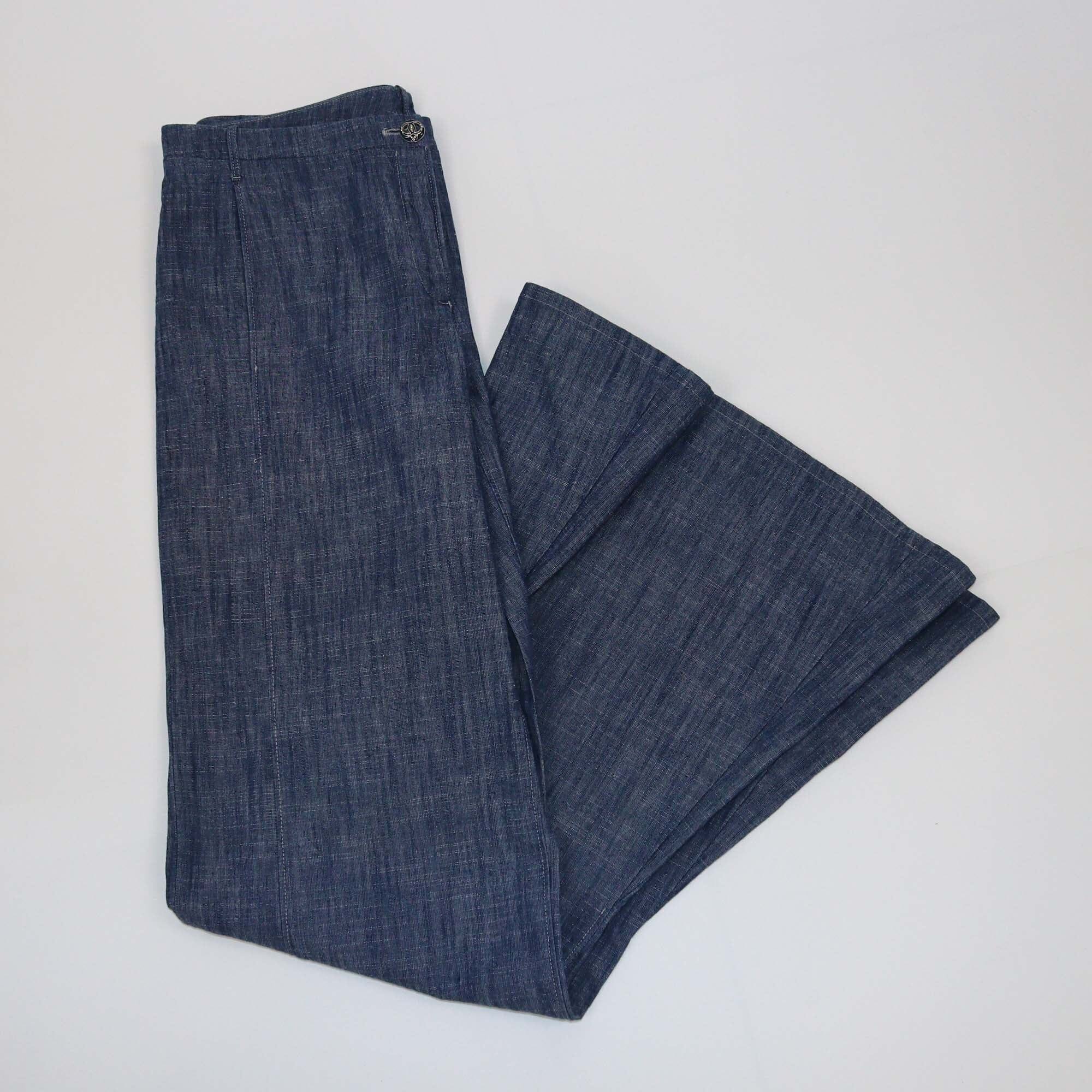 Chanel Blue Wide Leg Pants Womens Chanel 