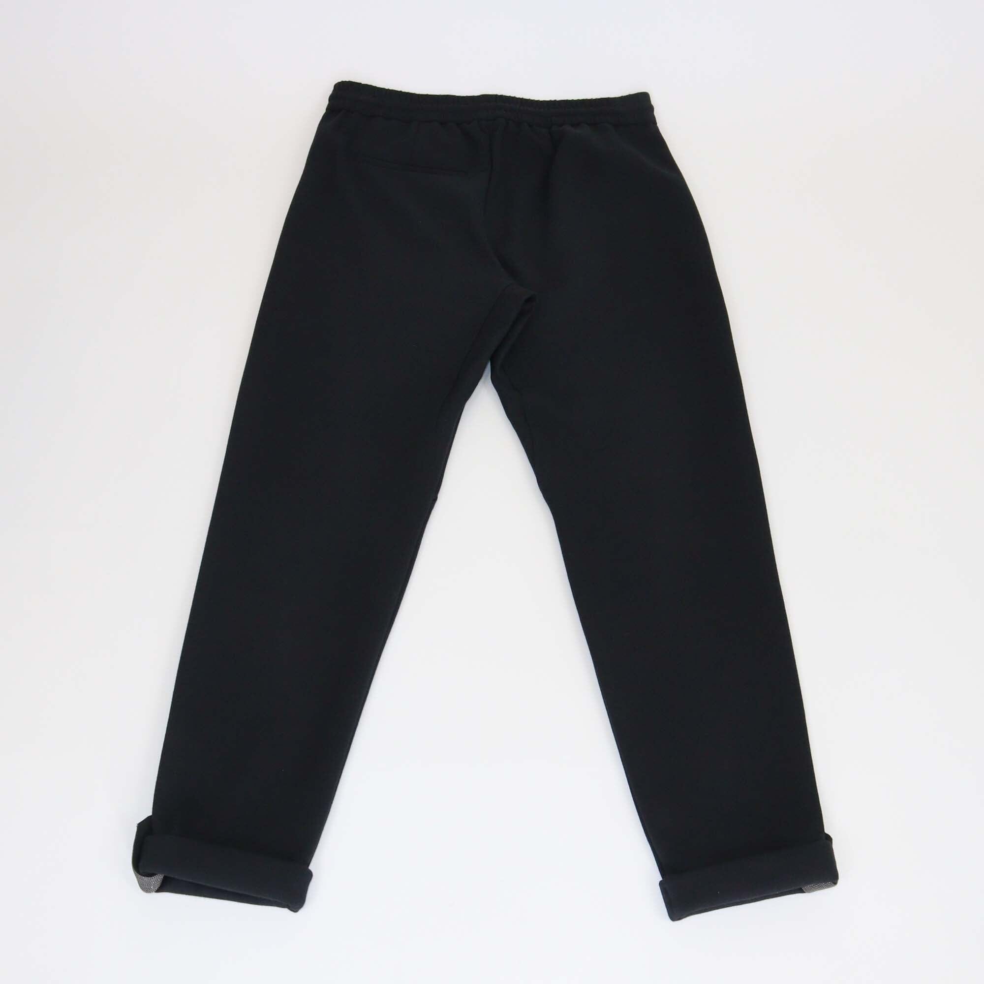 Brunello Cucinelli Black Drawstring Cotton Blended Pants Womens Brunello Cucinelli 
