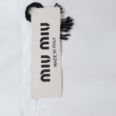 Miu Miu White Cotton Front Zip Drawstring Crop Top