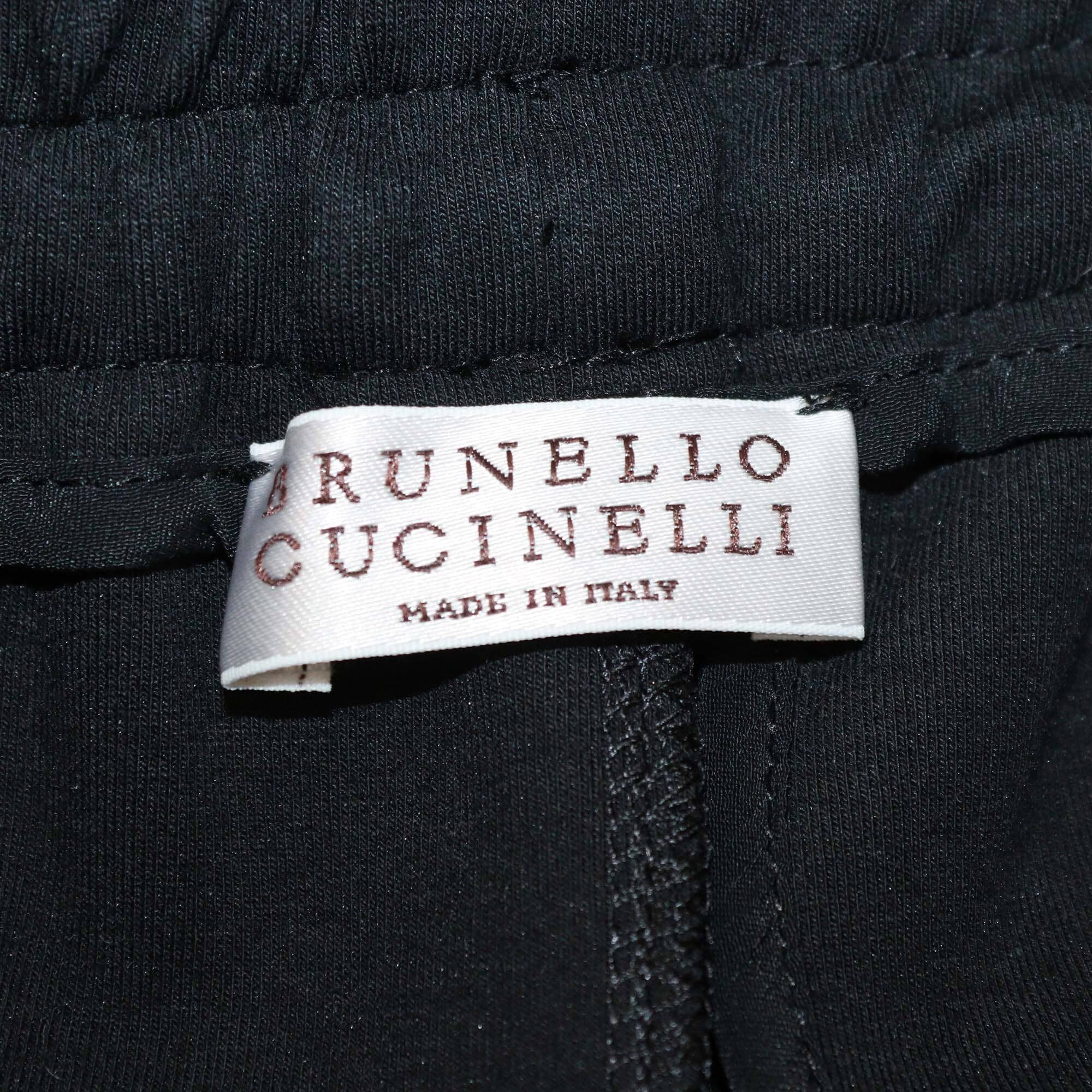Brunello Cucinelli Black Drawstring Cotton Blended Pants Womens Brunello Cucinelli 