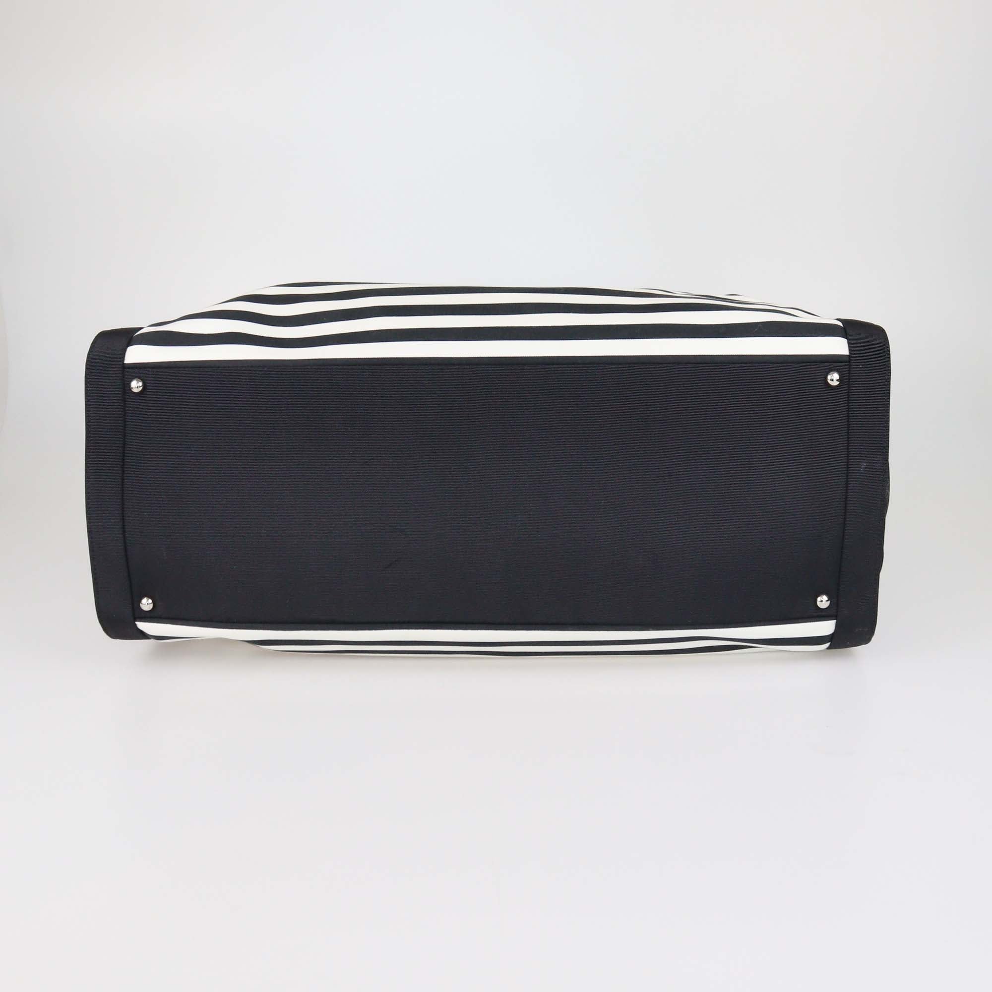 Chanel Black/White Striped Fabric XL Mariniere Tote