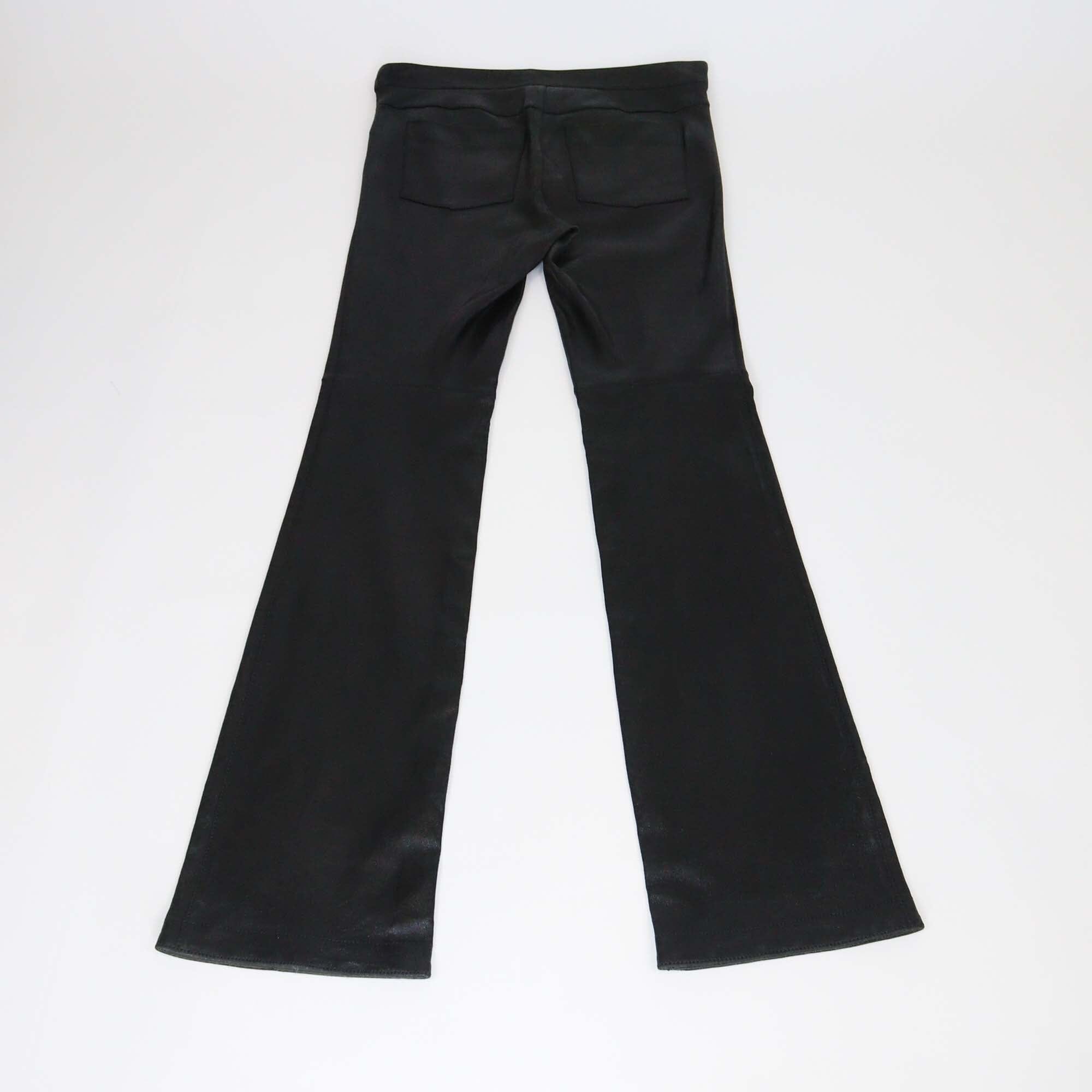 Chanel Black Flare Lambskin & Cotton Pants Womens Chanel 