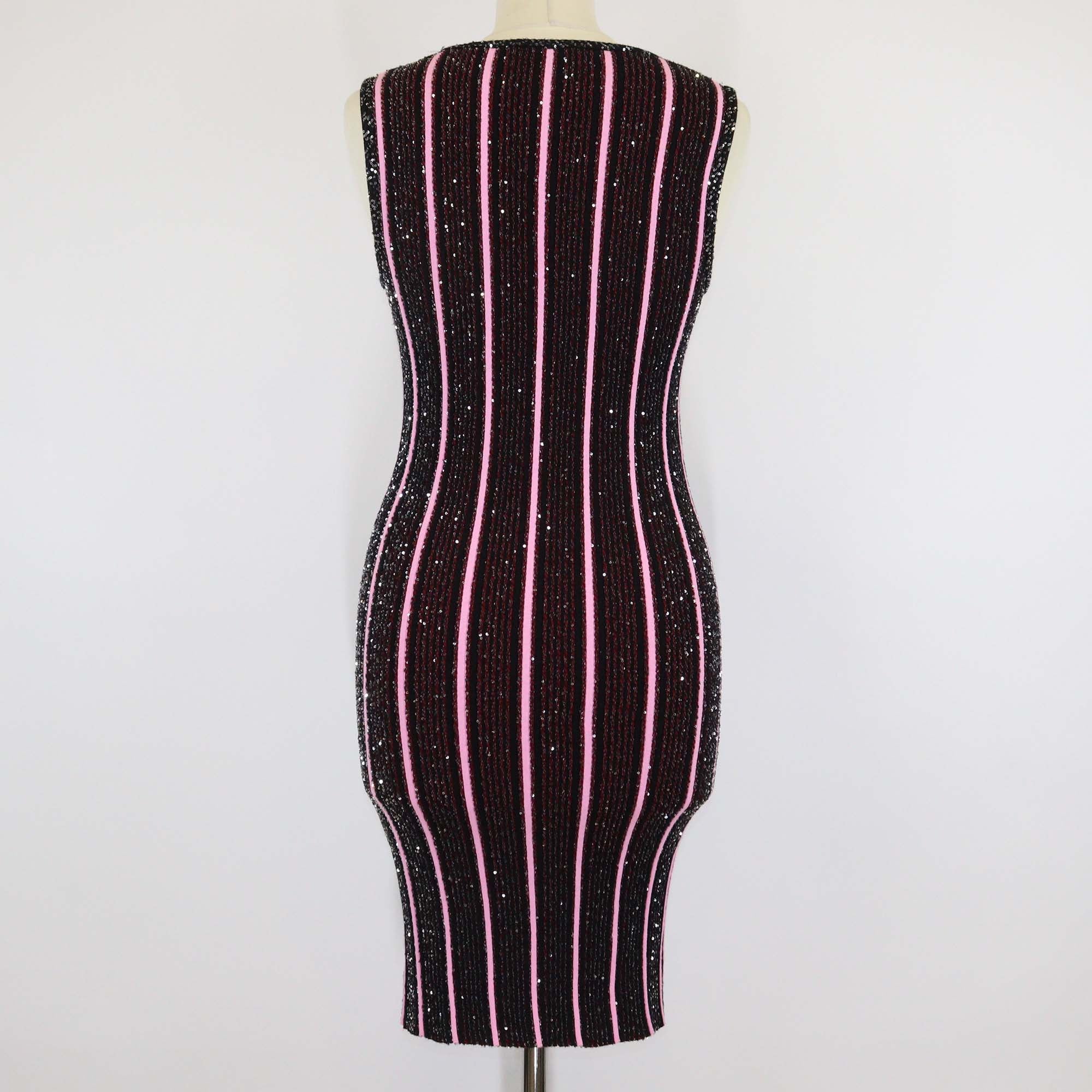 Missoni Multicolor Stripe Partialized Sequin Knitted Sleeveless Mini Dress