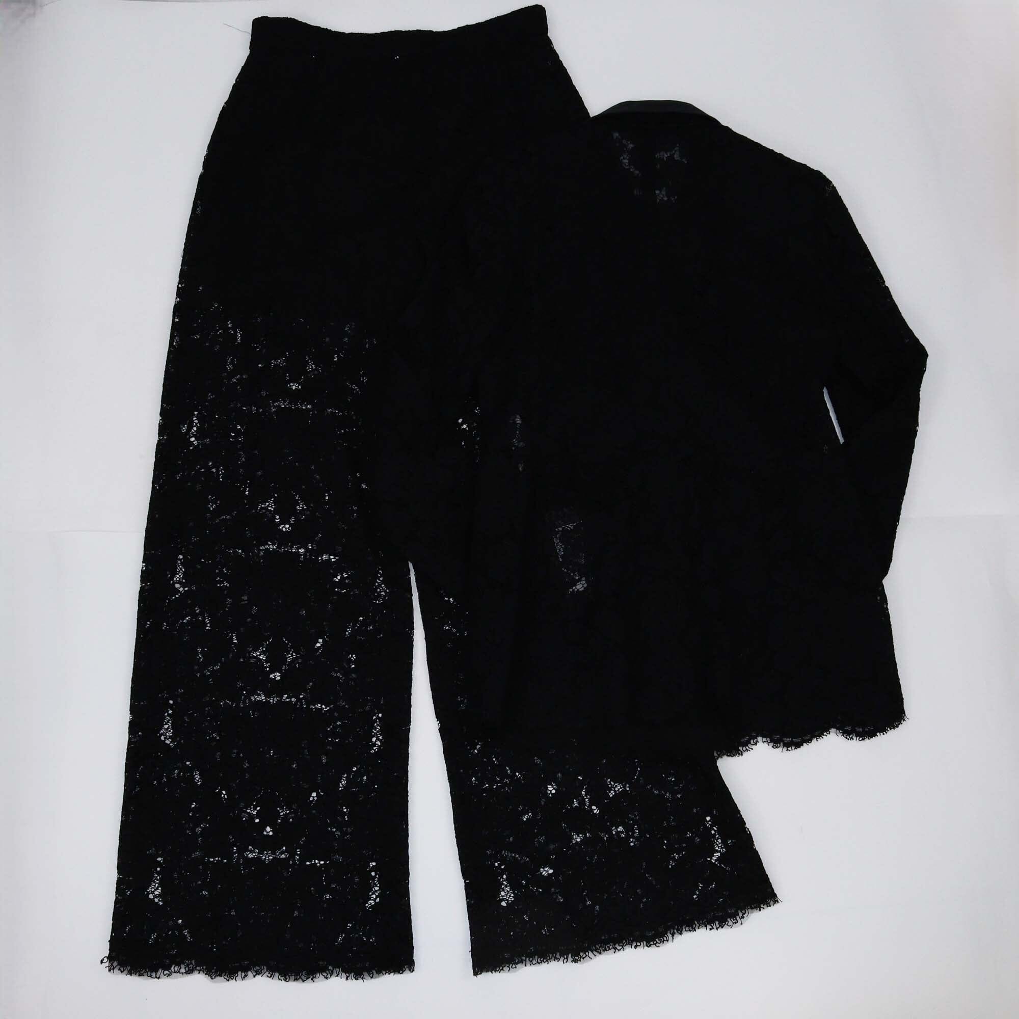 Dolce & Gabbana Black Floral Cordonette Jacket & Pants Set Womens Dolce & Gabbana 