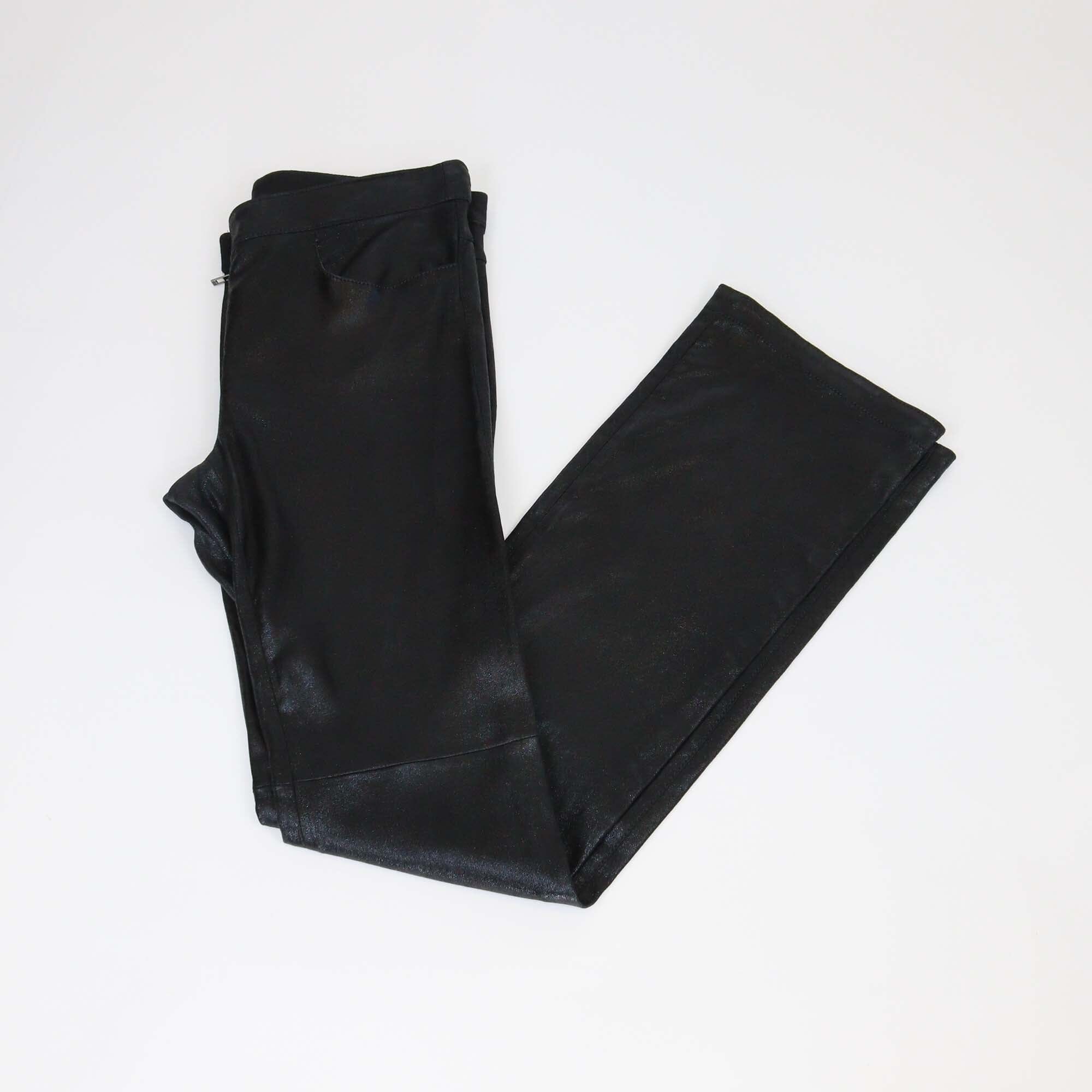 Chanel Black Flare Lambskin & Cotton Pants Womens Chanel 