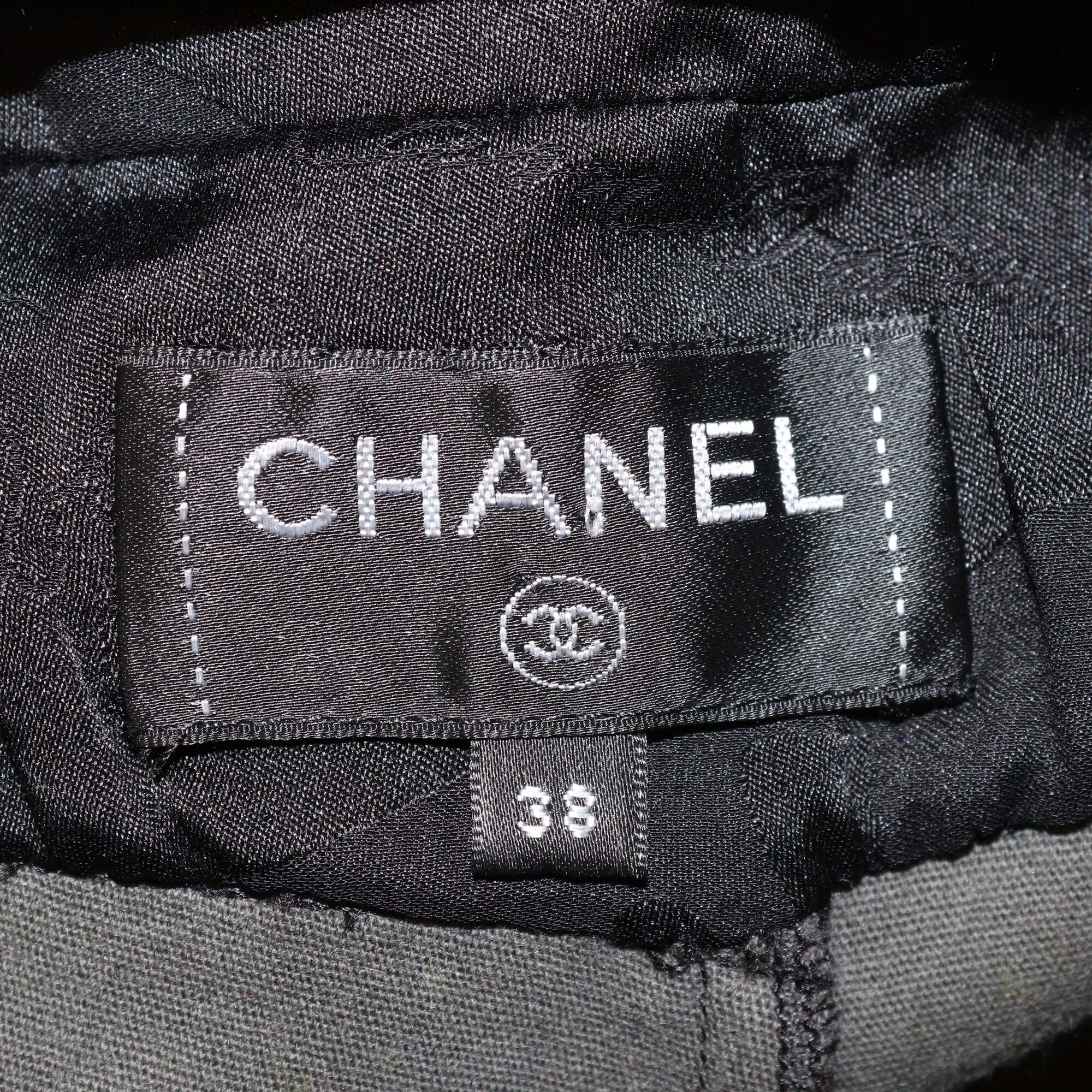 Chanel Black Flare Lambskin & Cotton Pants Womens Chanel 