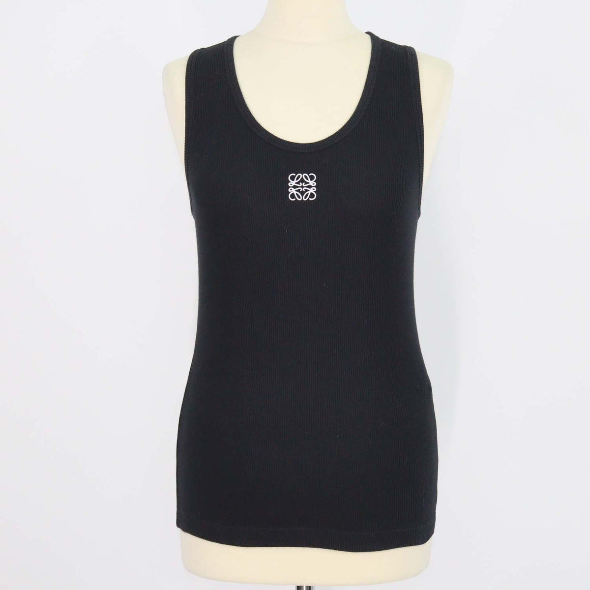 Loewe Black Cotton Knit Anagram Embroidered Tank Top