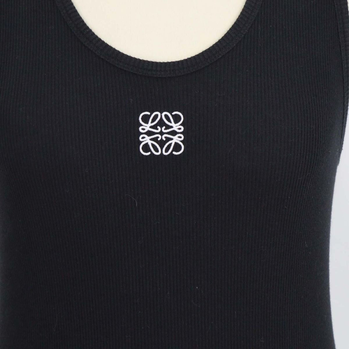 Loewe Black Cotton Knit Anagram Embroidered Tank Top