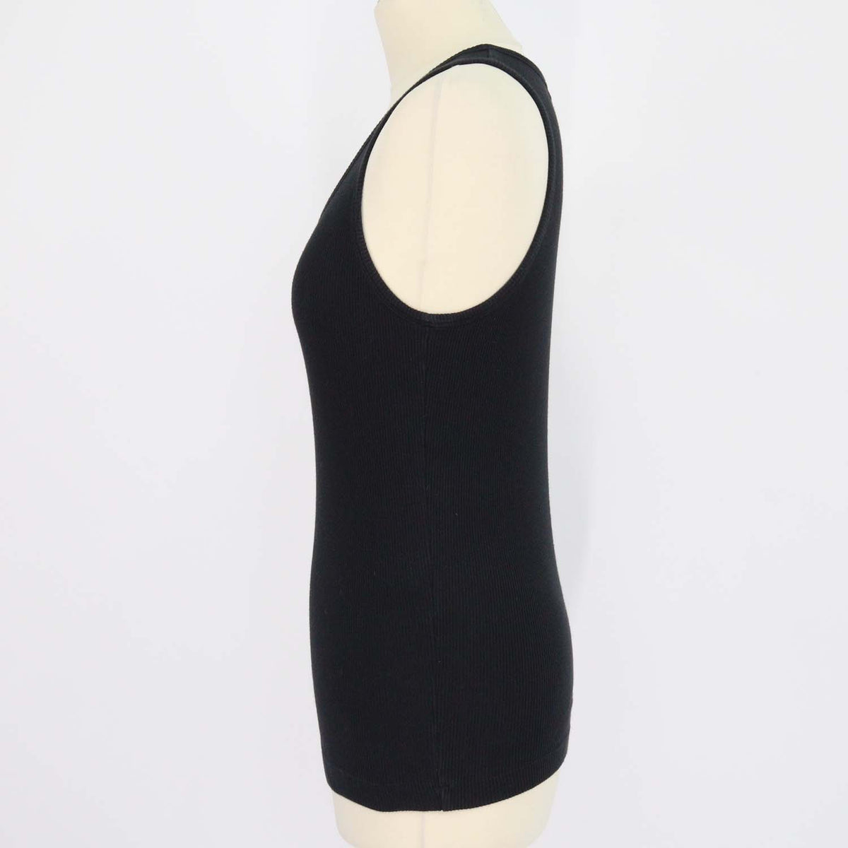 Loewe Black Cotton Knit Anagram Embroidered Tank Top