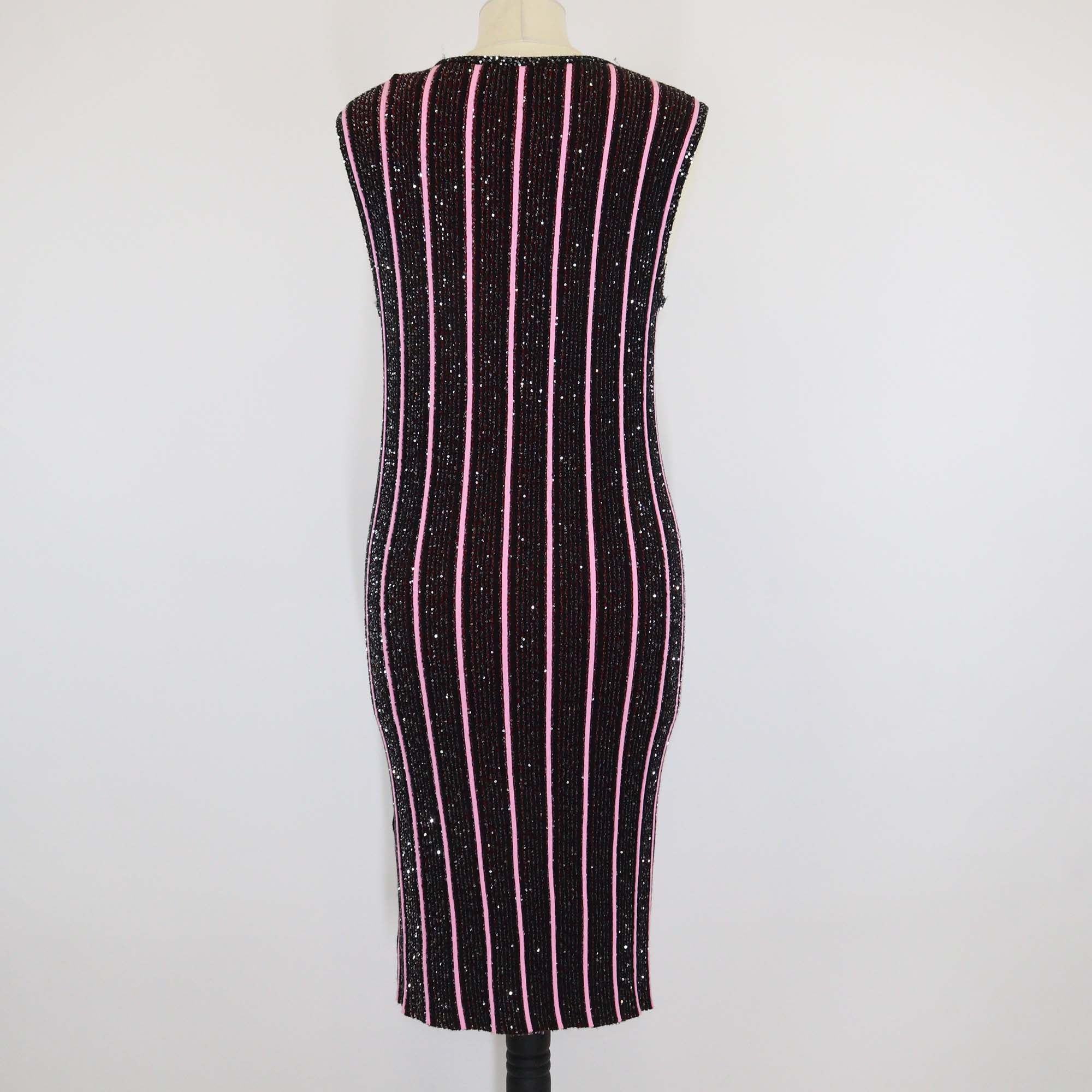 Missoni Multicolor Stripe Partialized Sequin Knitted Sleeveless Mini Dress