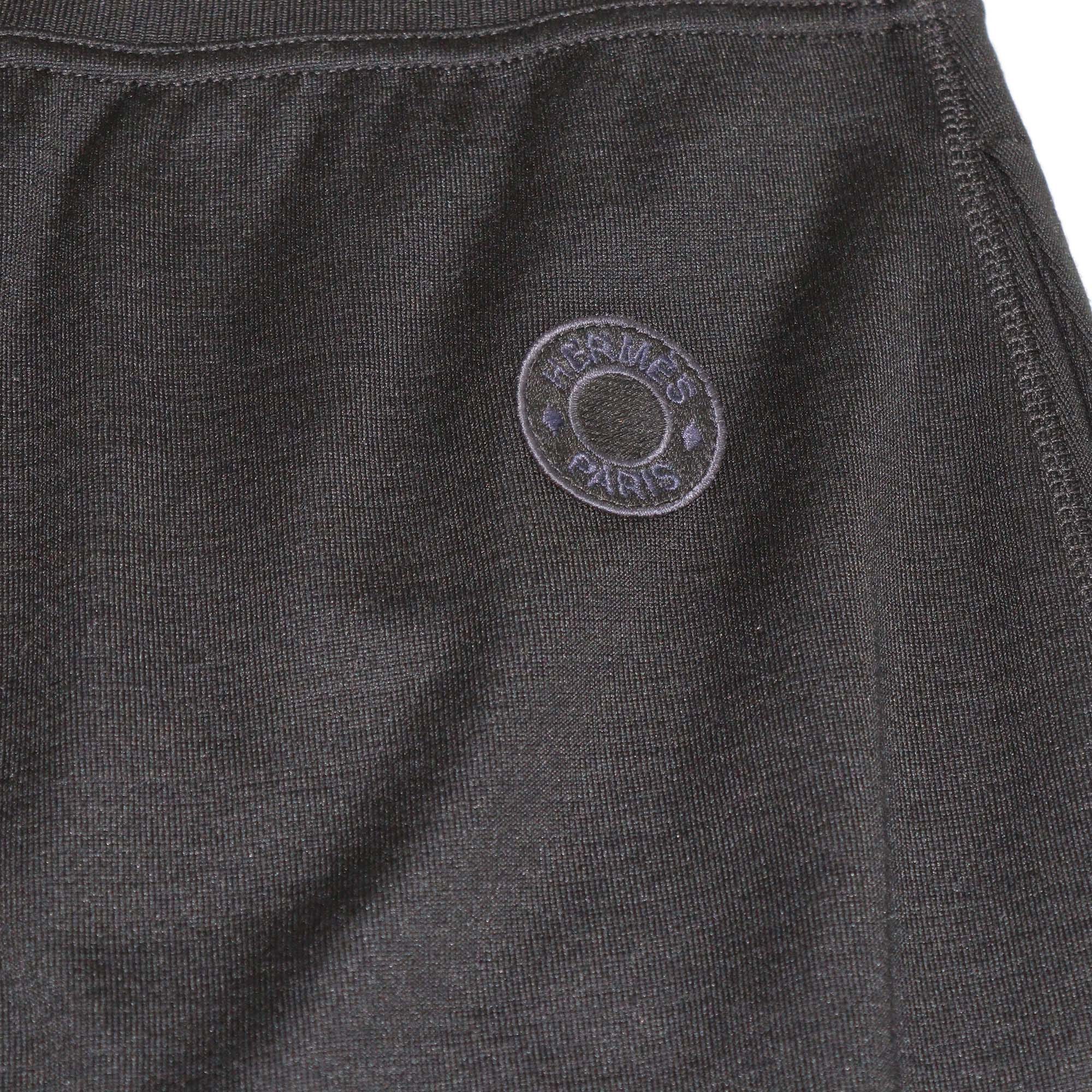 Hermes Black Cotton Blended Logo Patch Detailed Track Pants Womens Hermes 