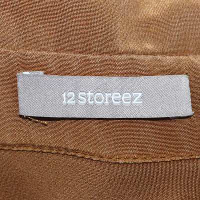 12 Storeez Brown Silk Long Sleeve Shirt & Trouser Set