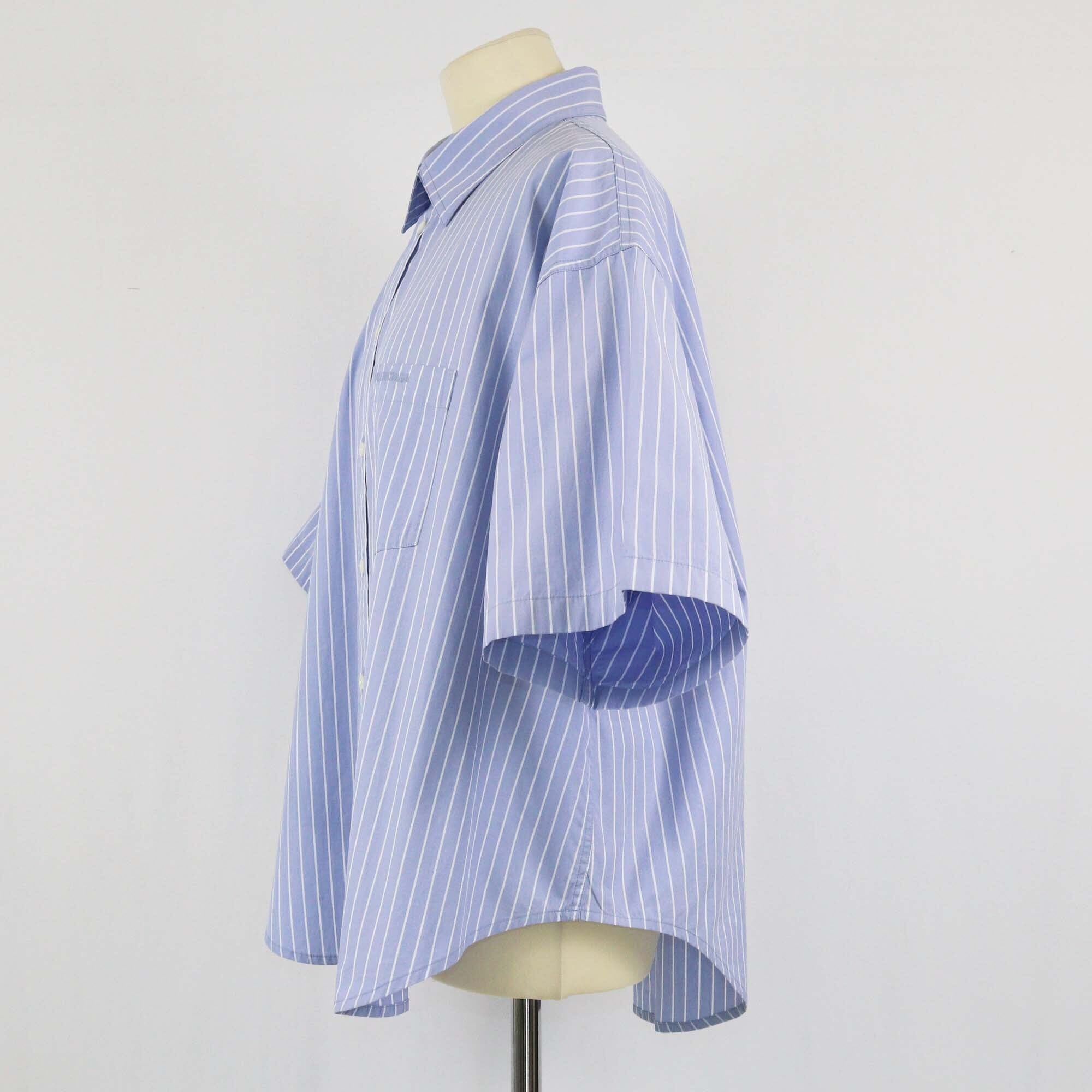 Balenciaga White/Blue Stripe Oversized Shirt Womens Balenciaga 