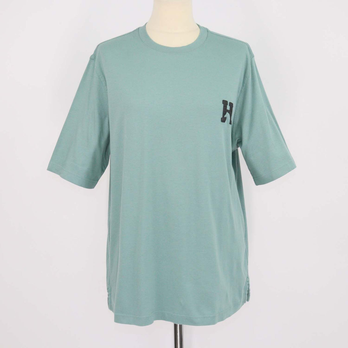 Hermes Celadon Cotton H Cheval Crew Neck T-Shirt