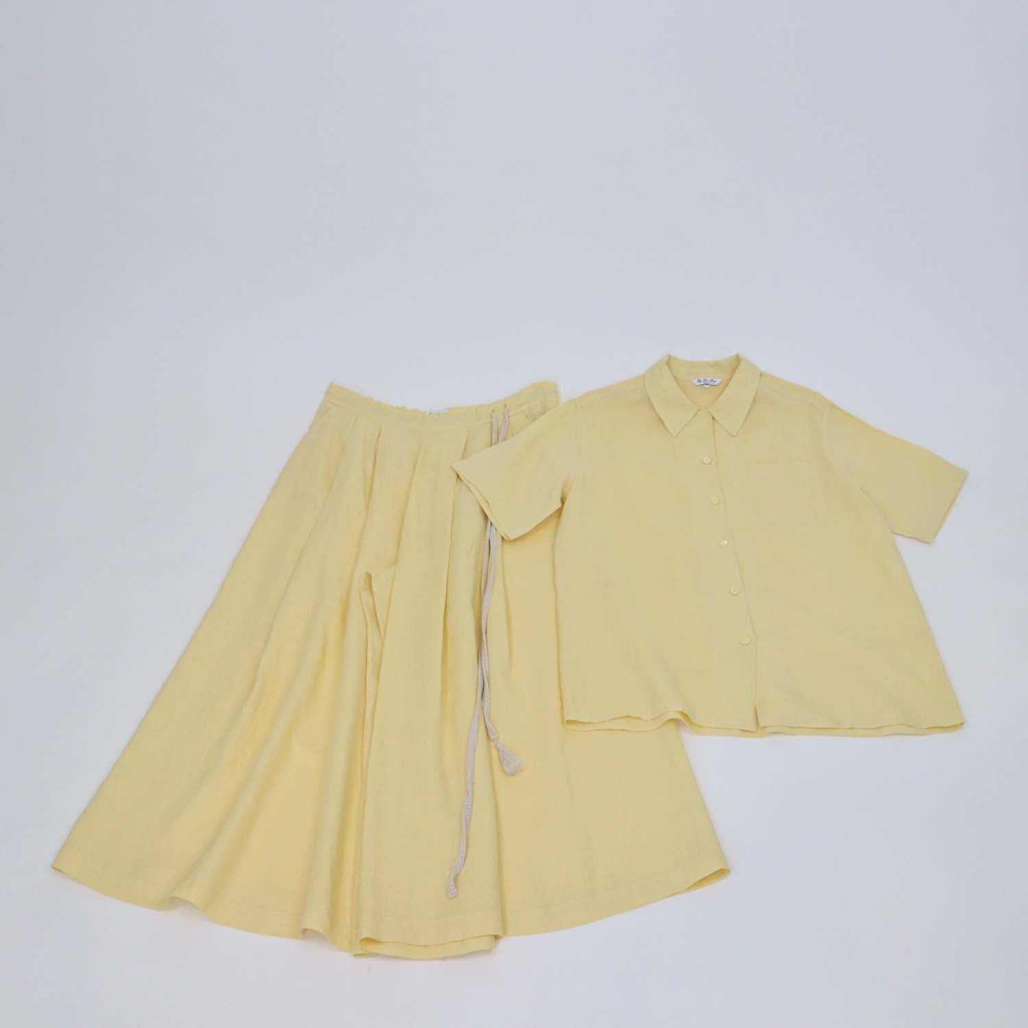 Loro Piana Yellow Linen Short Sleeve Shirt & Trouser Set