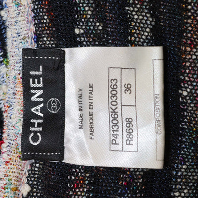 Chanel Multicolor Striped Tweed & Knit Sleeveless Dress