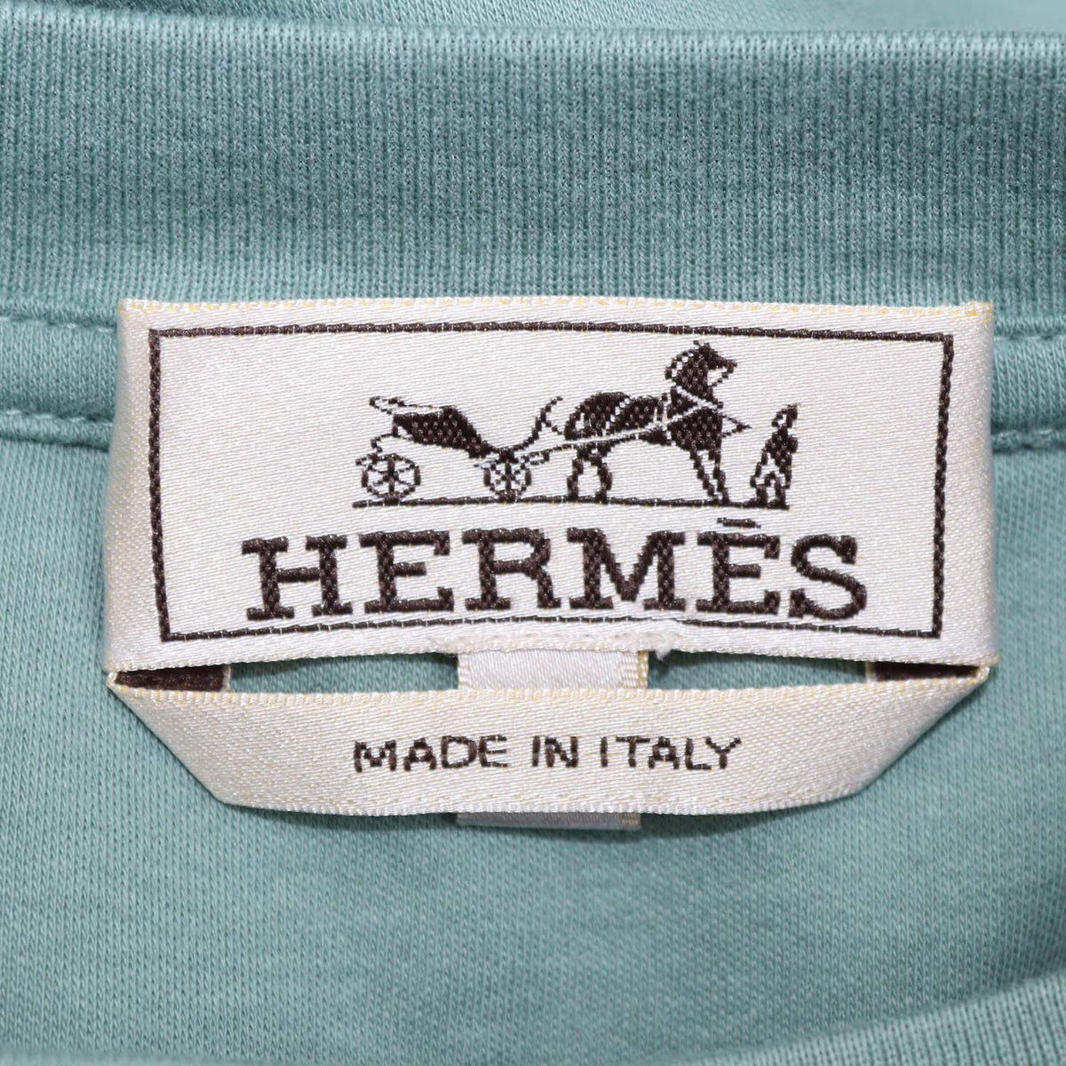 Hermes Celadon Cotton H Cheval Crew Neck T-Shirt