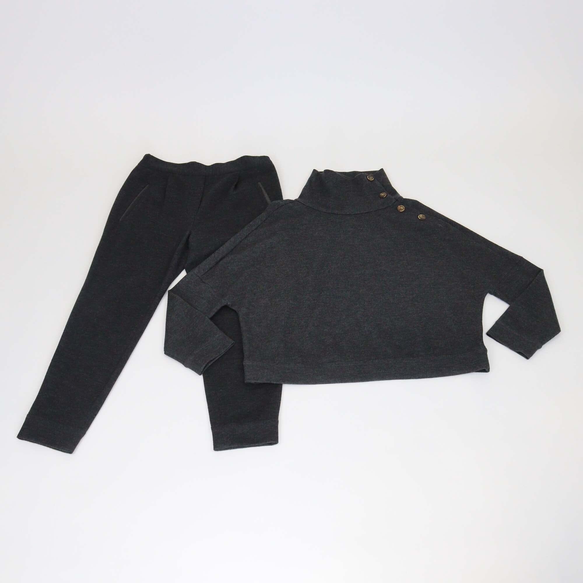 Brunello Cucinelli Dark Grey Button-Shoulder Cashmere Knit Sweatshirt & Pants Womens Brunello Cucinelli 