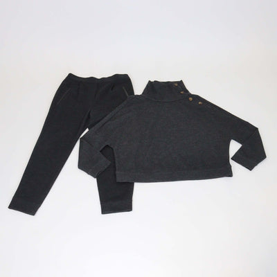 Brunello Cucinelli Dark Grey Button-Shoulder Cashmere Knit Sweatshirt & Pants Womens Brunello Cucinelli 