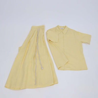 Loro Piana Yellow Linen Short Sleeve Shirt & Trouser Set