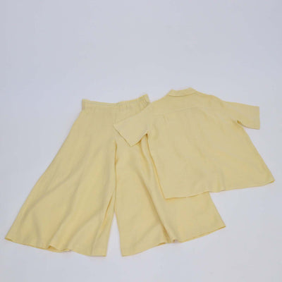 Loro Piana Yellow Linen Short Sleeve Shirt & Trouser Set