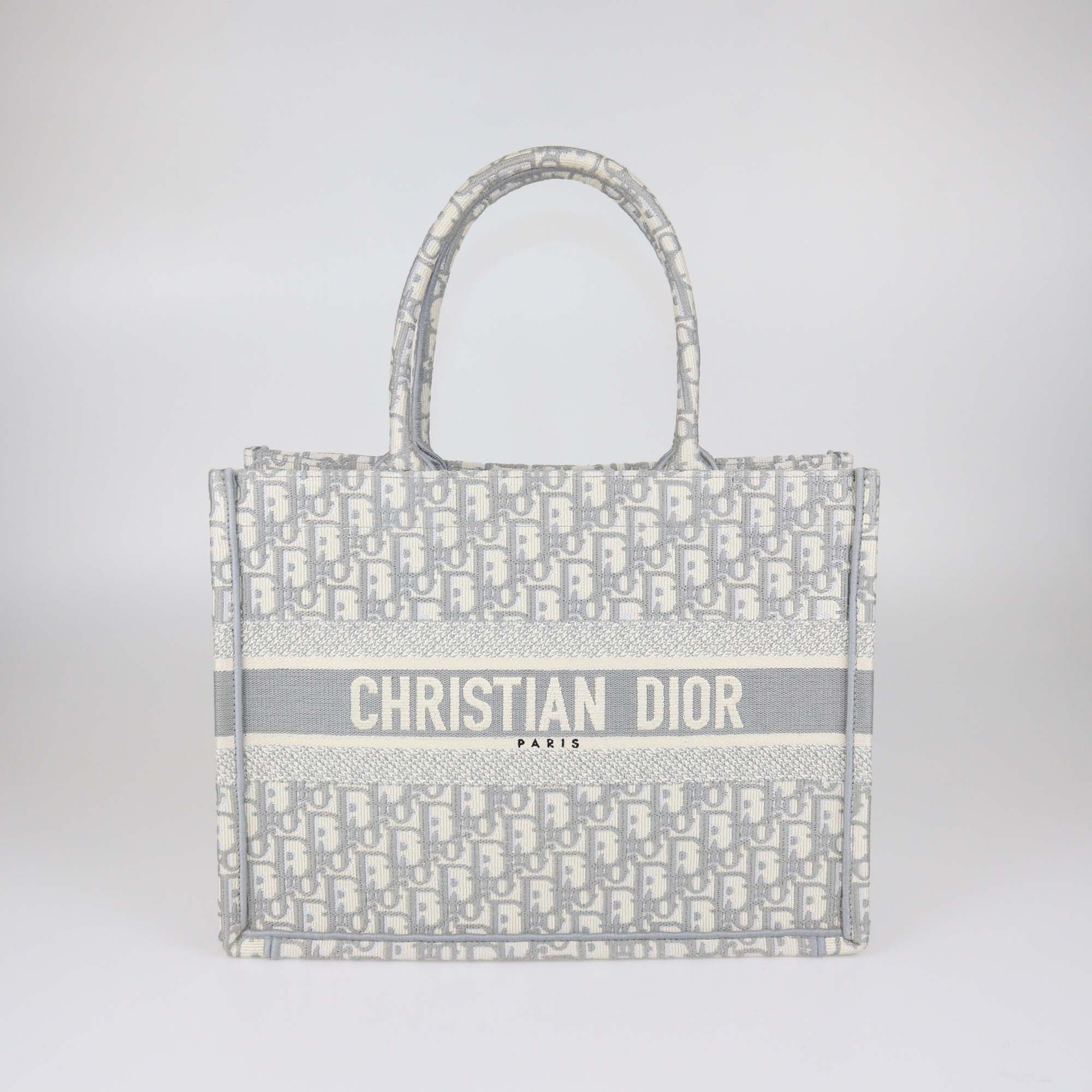 Christian Dior Light Blue Canvas Oblique Medium Book Tote Bag