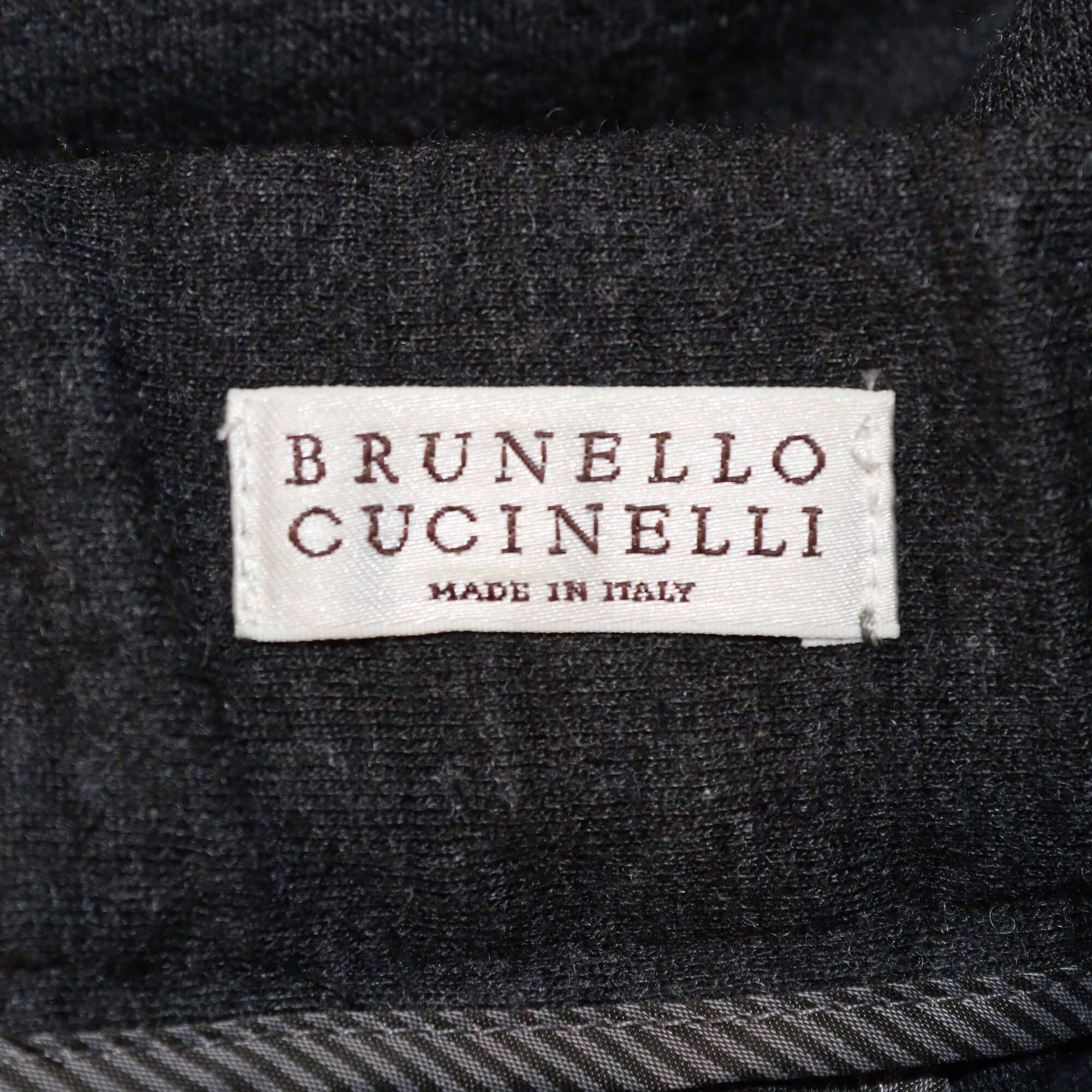Brunello Cucinelli Dark Grey Button-Shoulder Cashmere Knit Sweatshirt & Pants Womens Brunello Cucinelli 