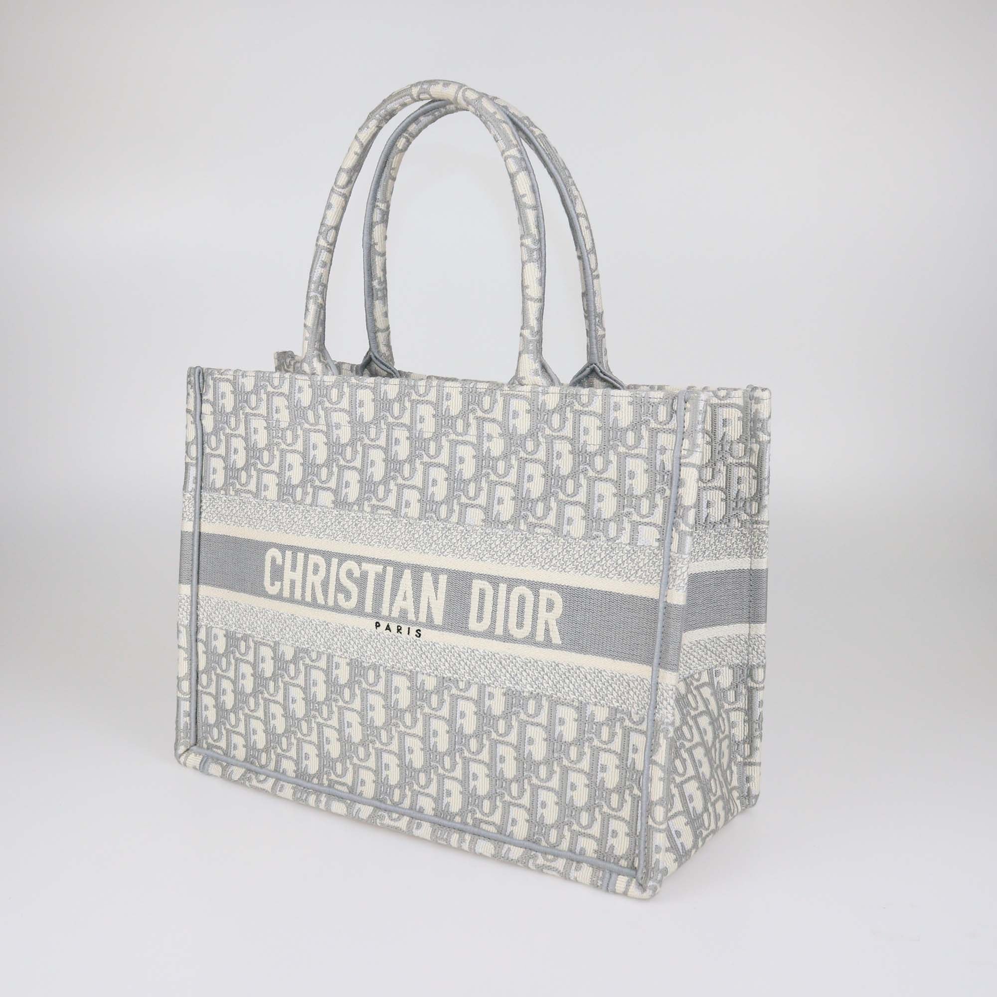 Christian Dior Light Blue Canvas Oblique Medium Book Tote Bag
