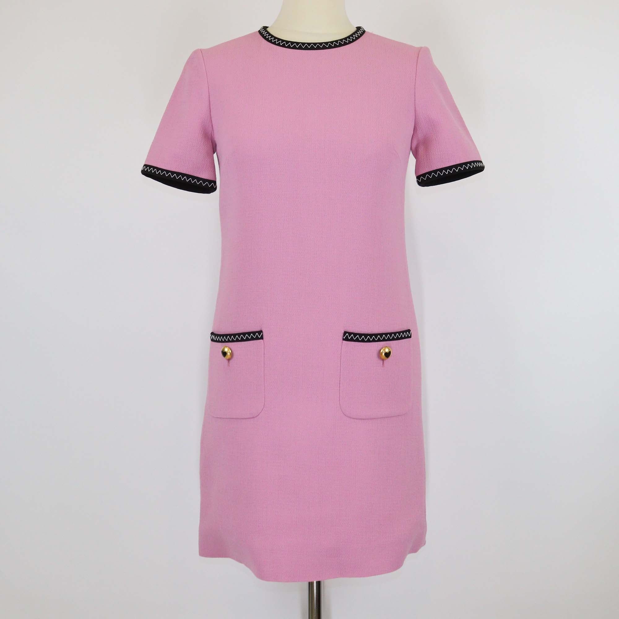 Moschino Couture Pink Blend Viscose Heart Button Crepe Mini Dress