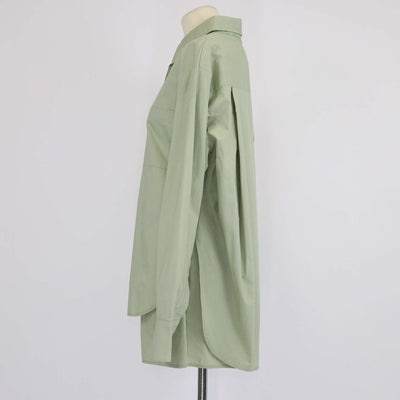 The Frankie Shop Green Cotton Long Sleeve Shirt & Short Set