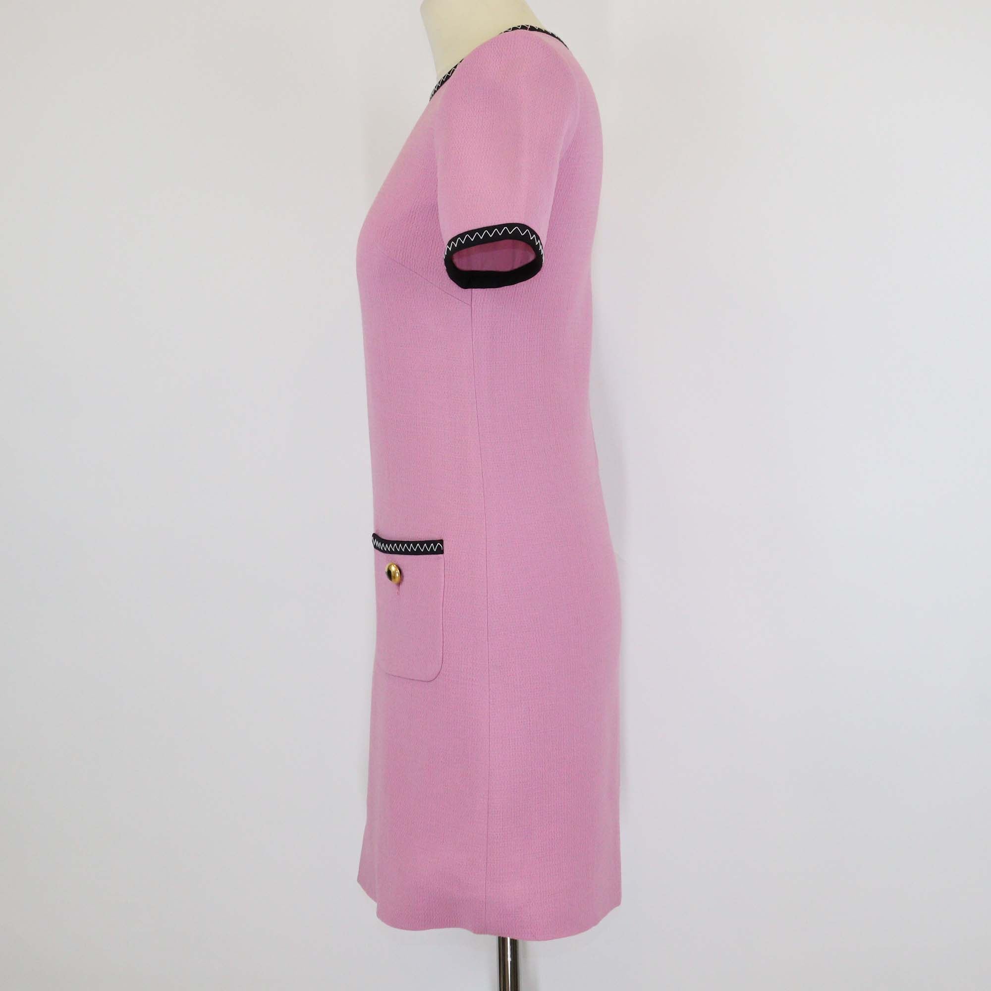 Moschino Couture Pink Blend Viscose Heart Button Crepe Mini Dress