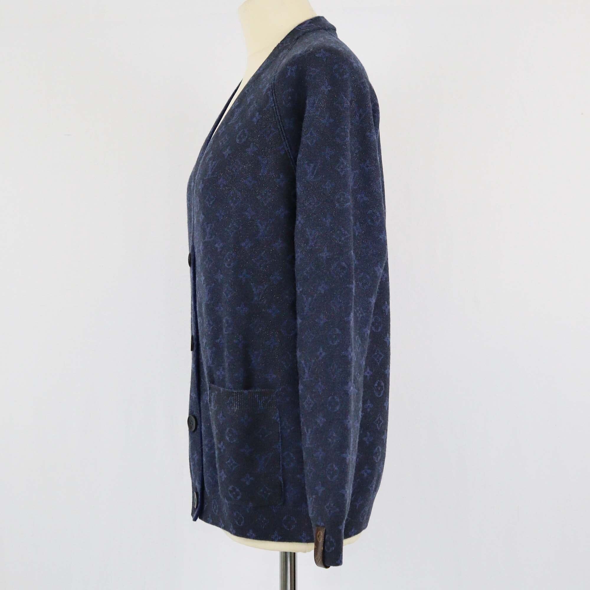 Louis Vuitton Blue Glitter Monogram Cardigan Womens Louis Vuitton 