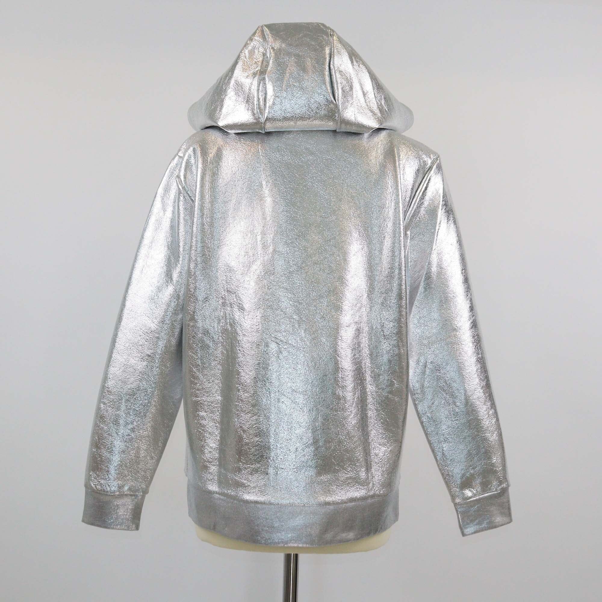 Karl Lagerfeld Metallic Silver Logo Hoodie Jacket Womens Karl Lagerfeld 