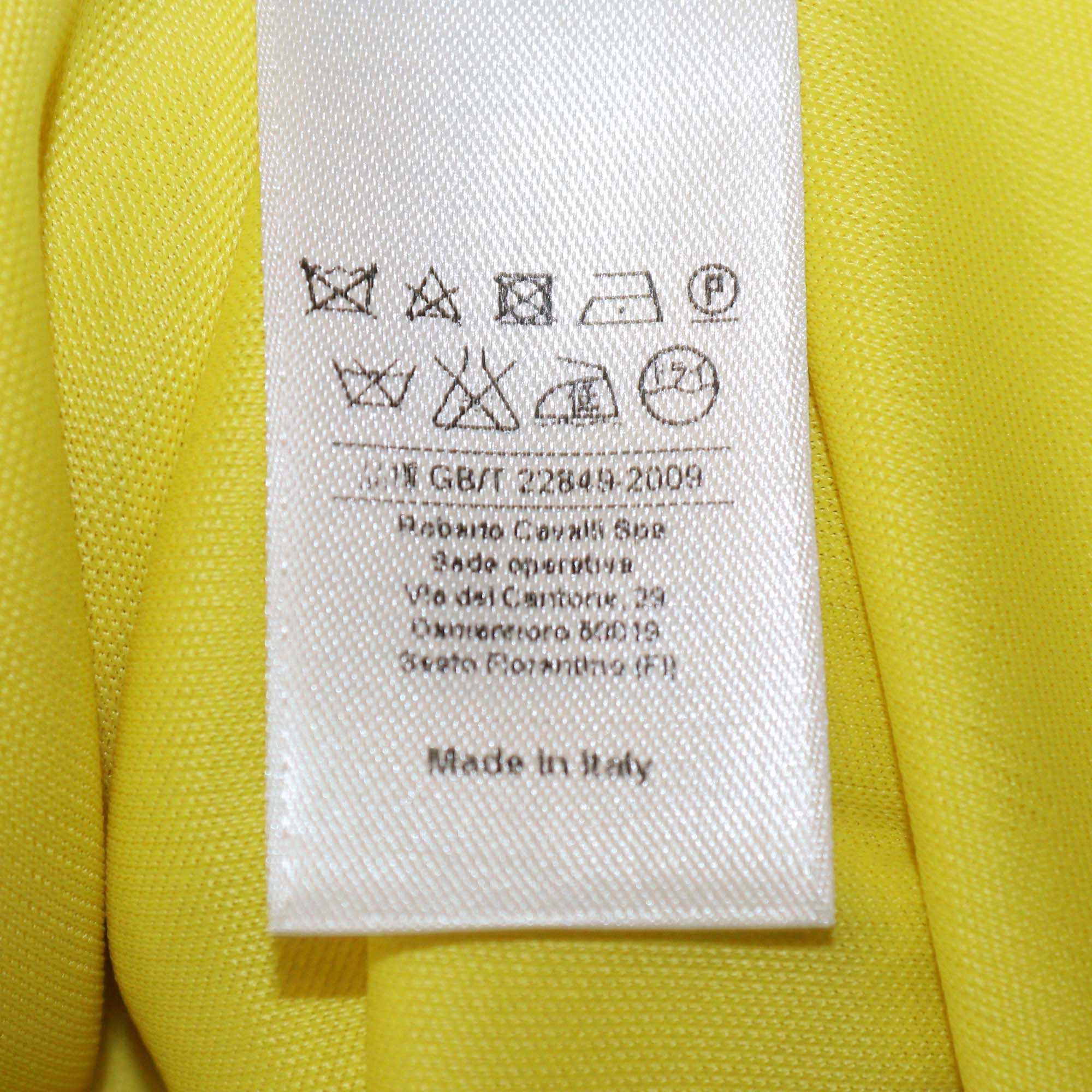Roberto Cavalli Yellow Jersey Viper Detail Cap Sleeve Top