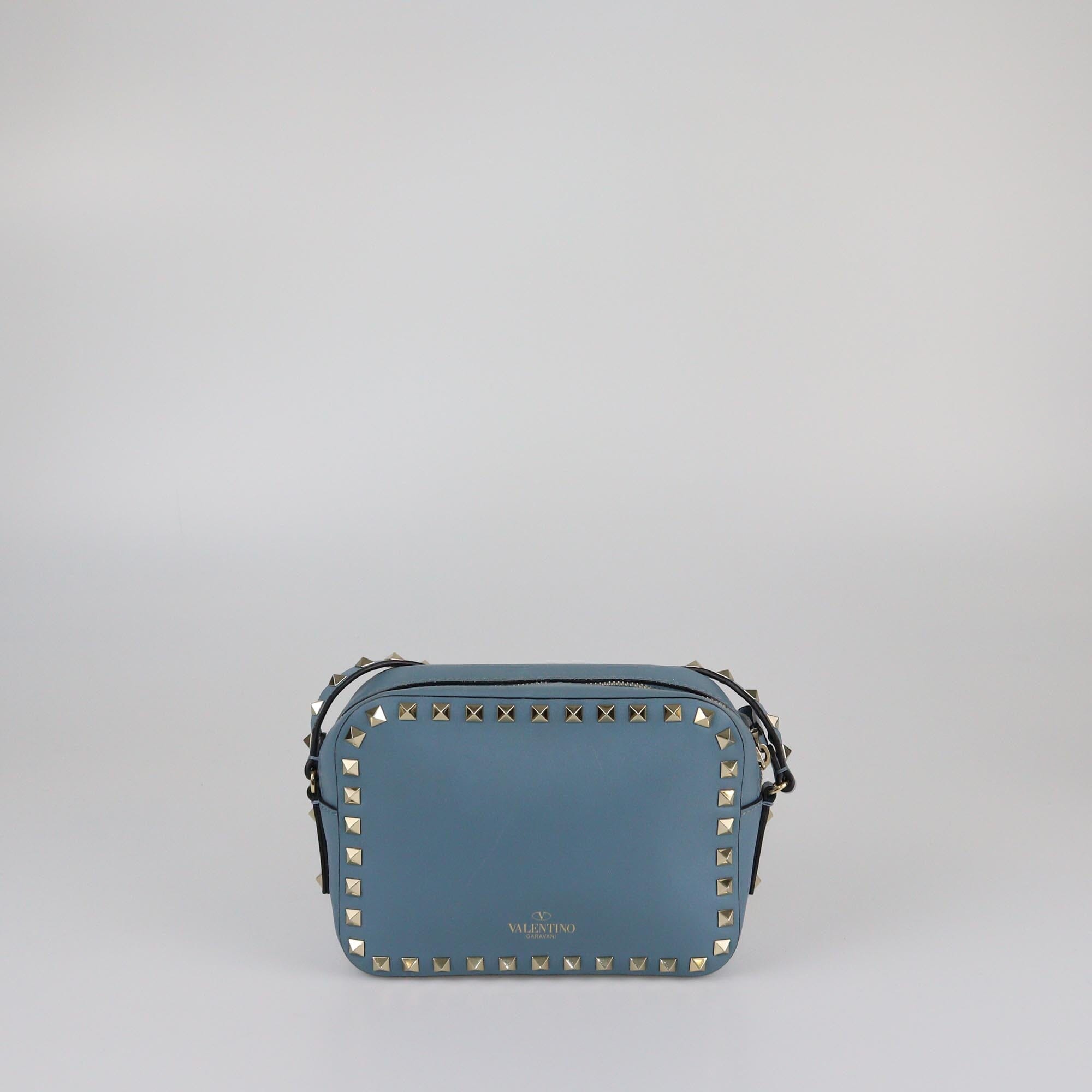 Valentino Light Blue Rockstud Camera Crossbody Bag Womens Valentino 