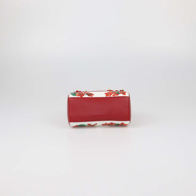 Dolce & Gabbana Bambino White/Red Leather Floral Applique Mini Top Handle Bag